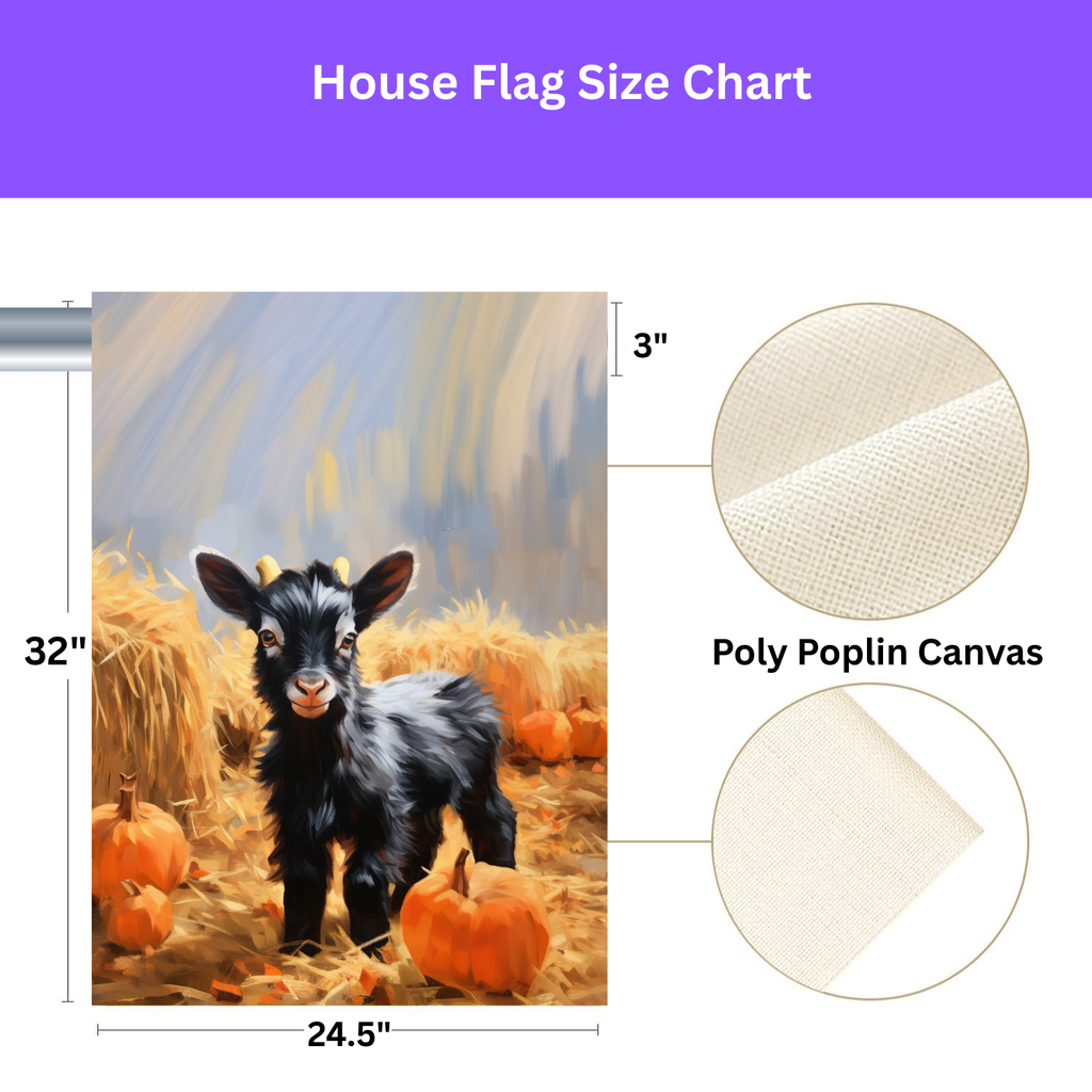 Baby Goat and Pumpkin Garden Flag - double-sided design - Dragonfire Gardens