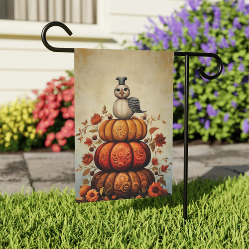 Abstract Pumpkins and Bird Garden Flag