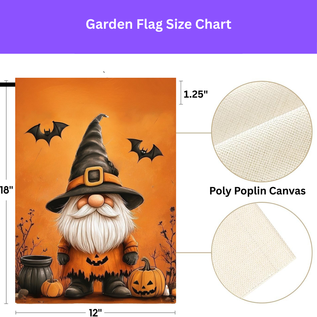 Bats and Gnome Halloween Garden Flag - porch decor - Dragonfire Gardens