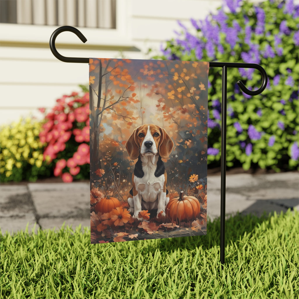 Fall Beagle and Pumpkin Garden Banner Garden Flag - outdoor display - Dragonfire Gardens