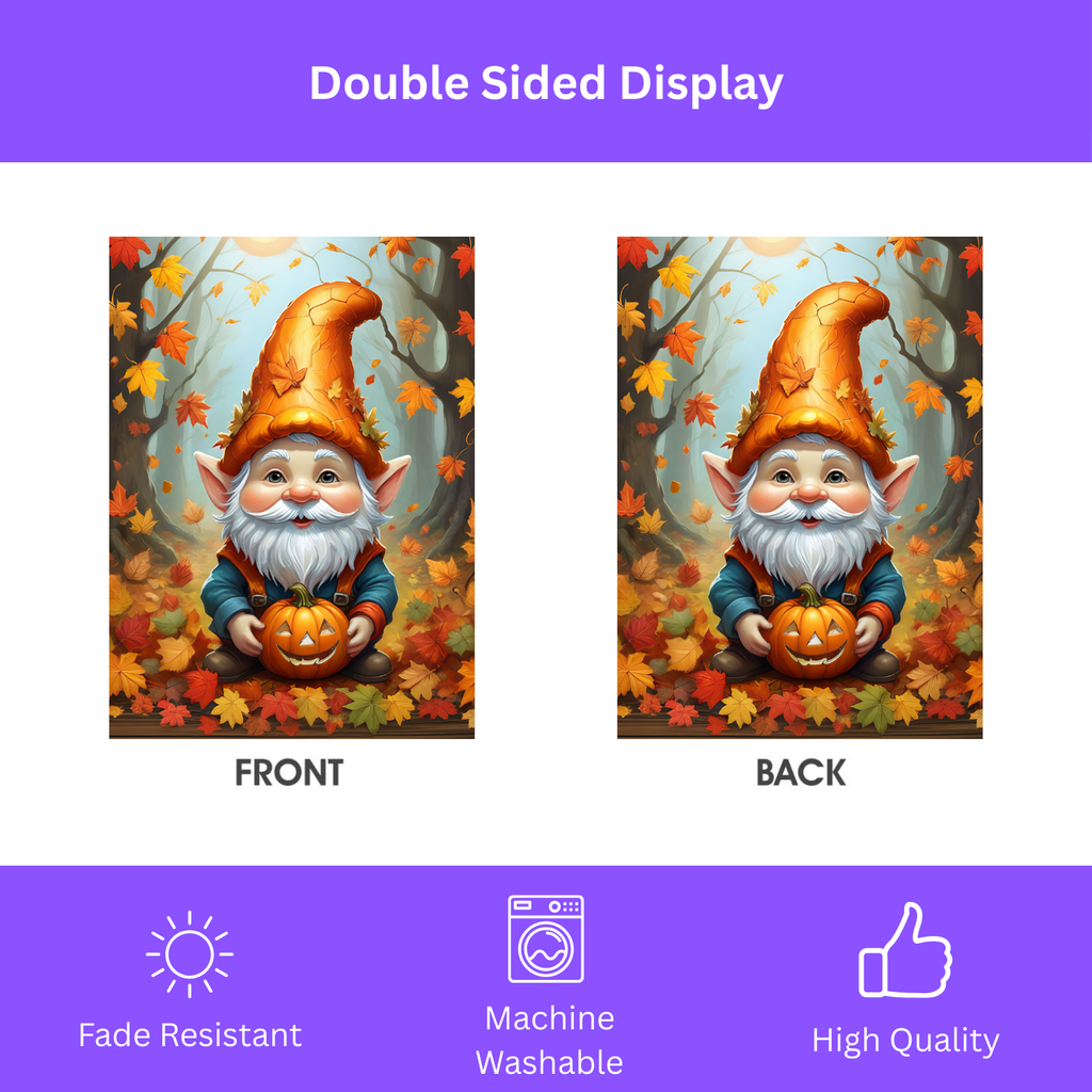 Bearded Pumpkin Gnome Garden Flag