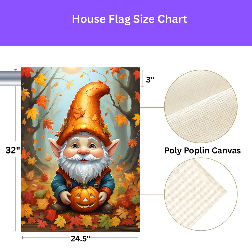 Bearded Pumpkin Gnome Garden Flag