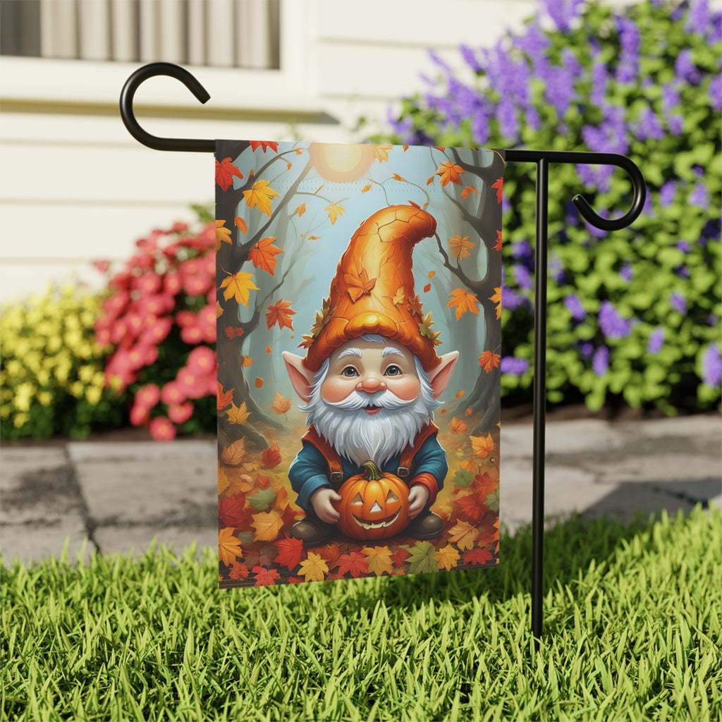 Bearded Pumpkin Gnome Garden Flag
