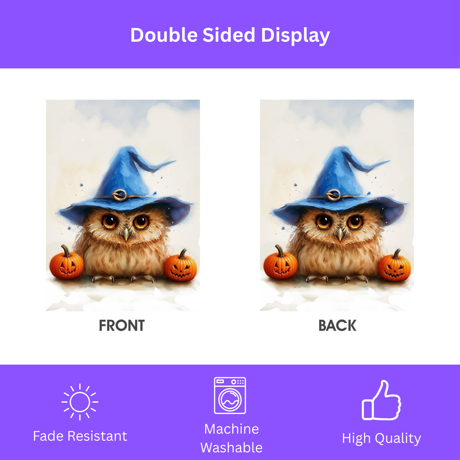 Blue Witch Hat Owl Garden Flag