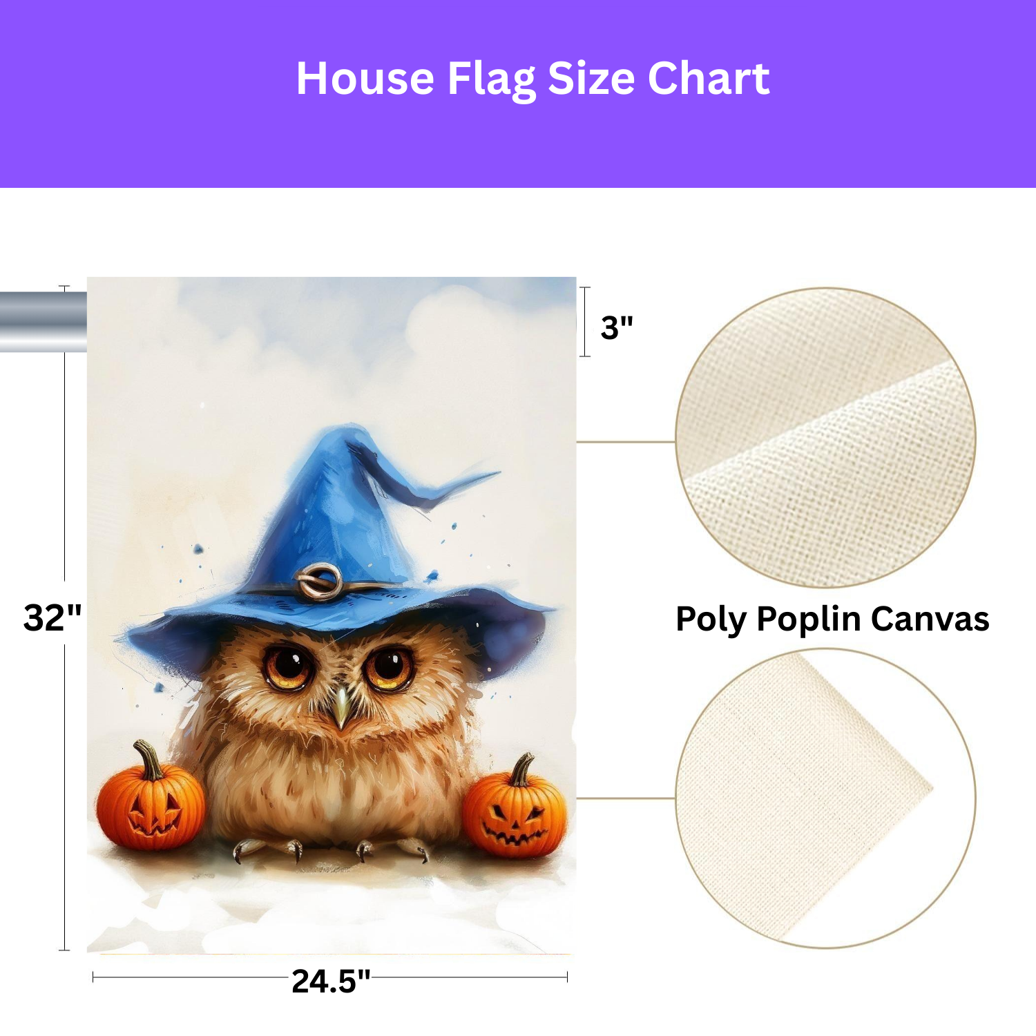 Blue Witch Hat Owl Garden Flag