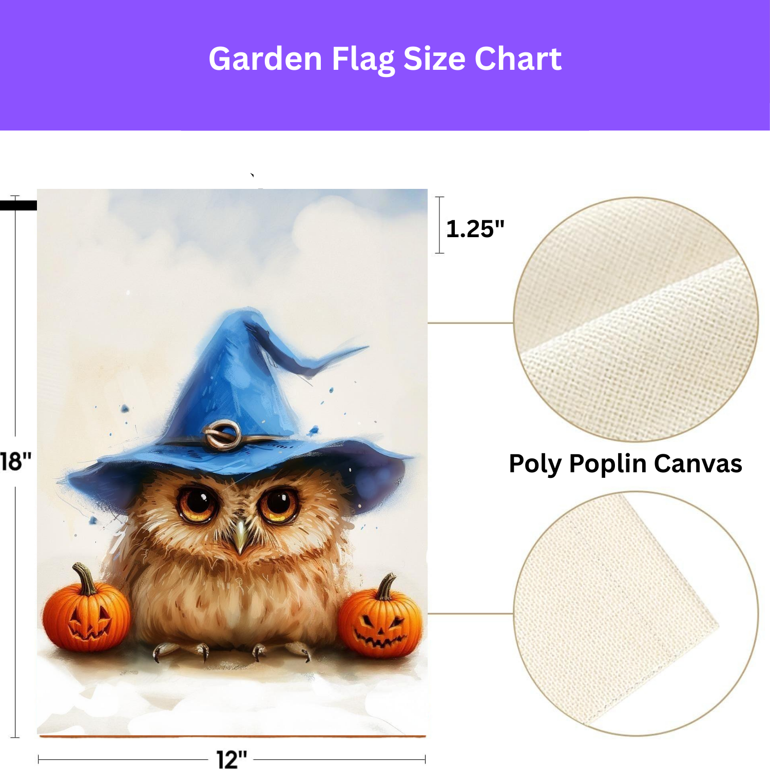 Blue Witch Hat Owl Garden Flag