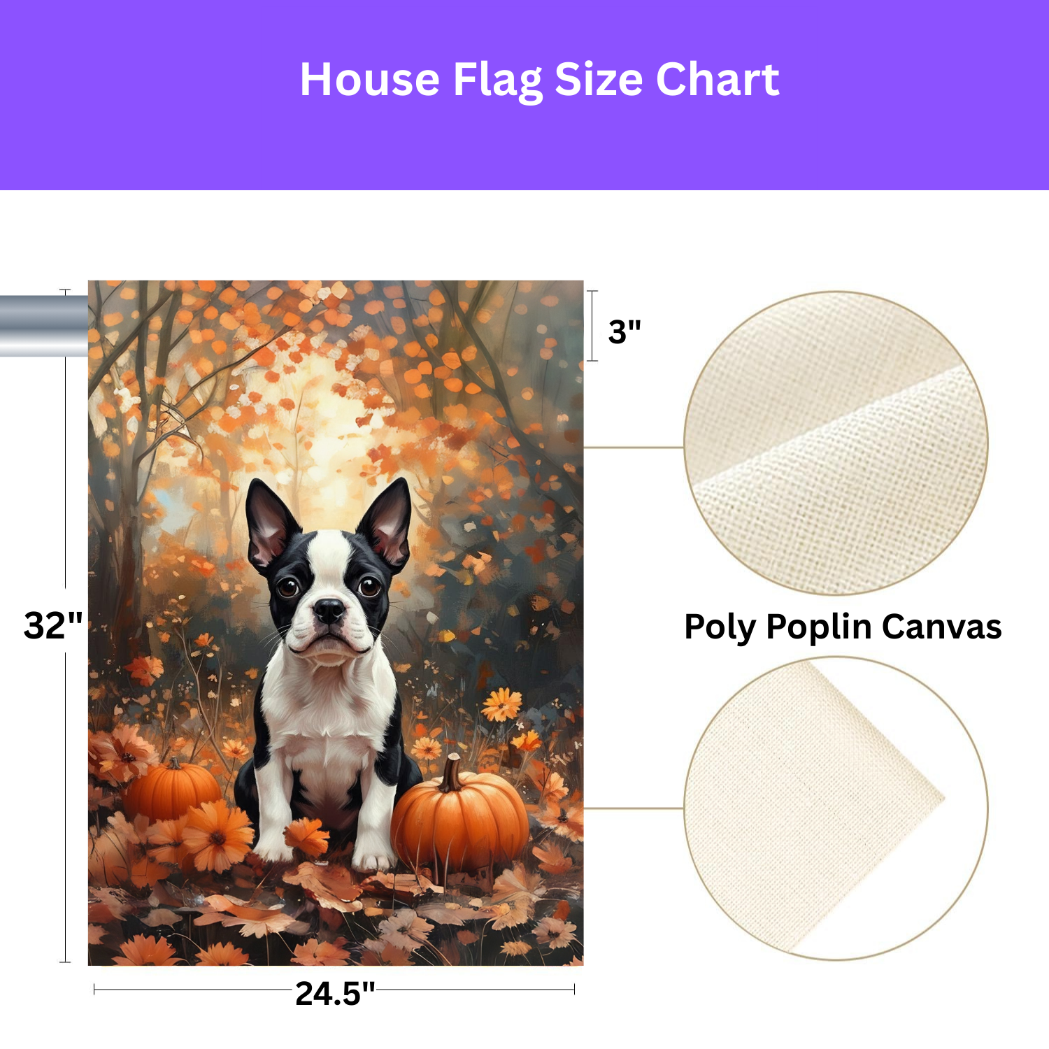 Fall Boston Terrier and Pumpkin Garden Flag