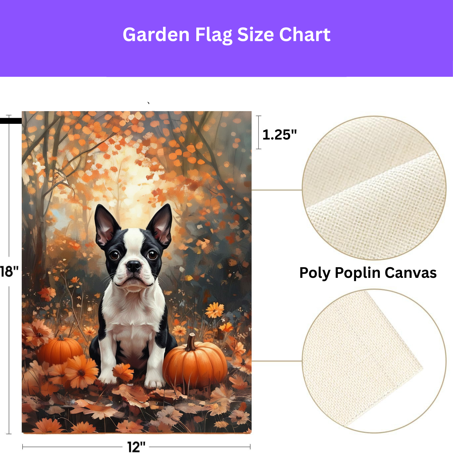 Fall Boston Terrier and Pumpkin Garden Flag