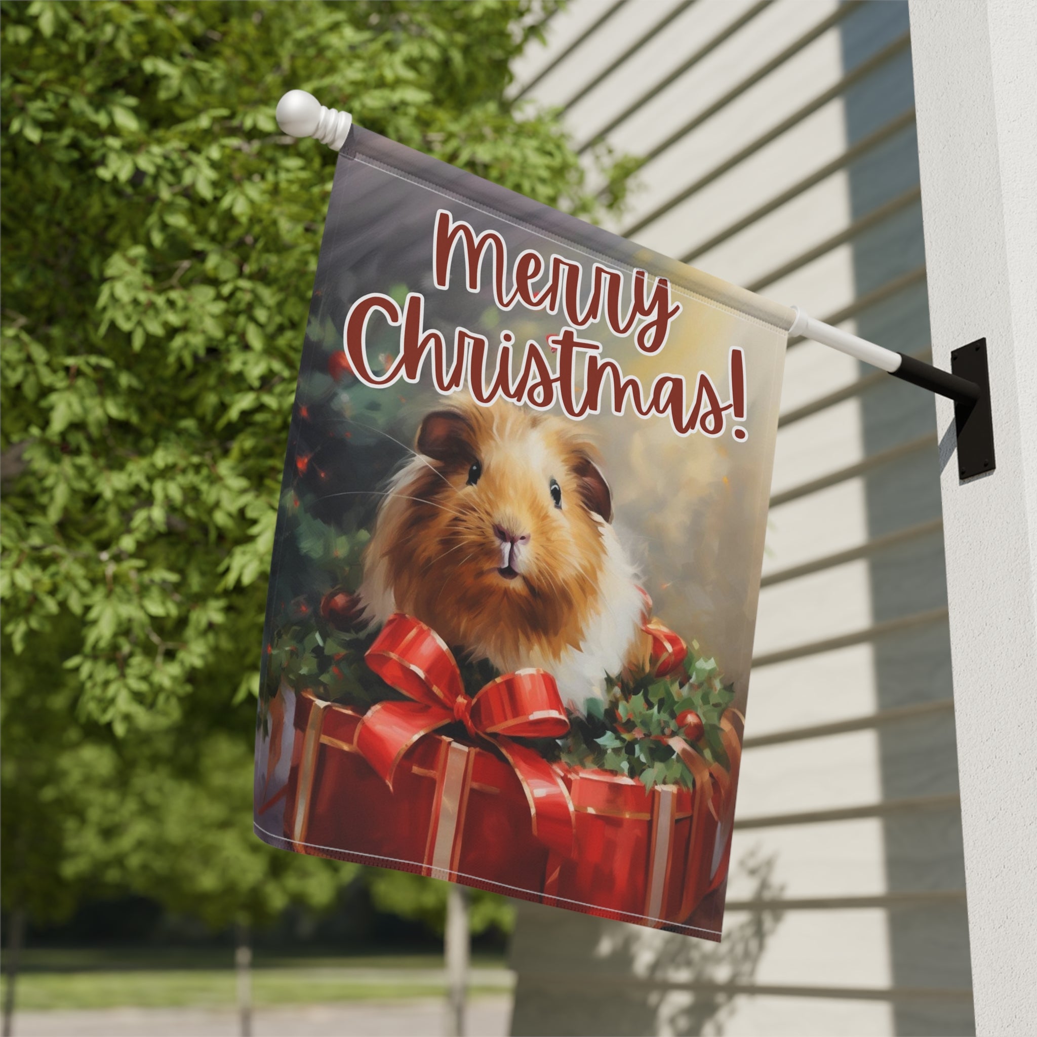 Merry Christmas Guinea Pig Garden Flag