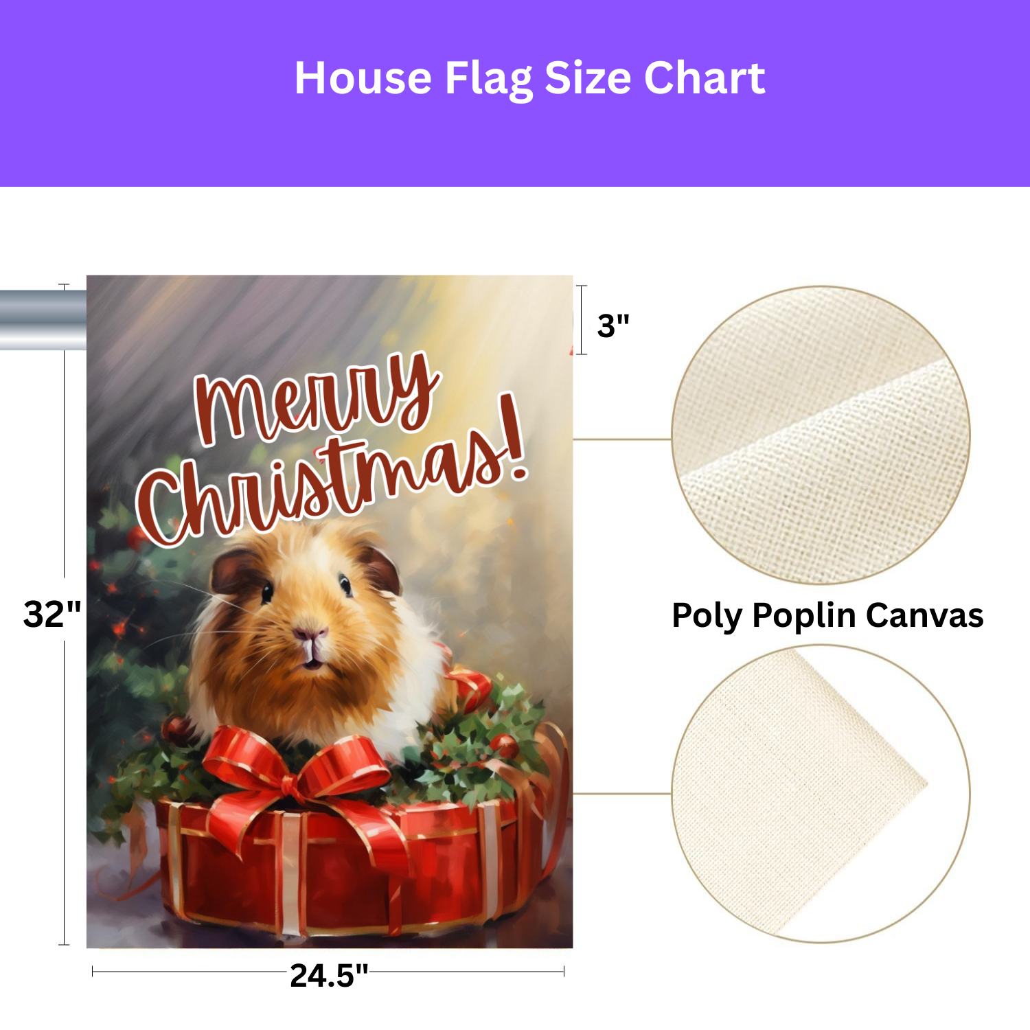 Merry Christmas Guinea Pig Garden Flag