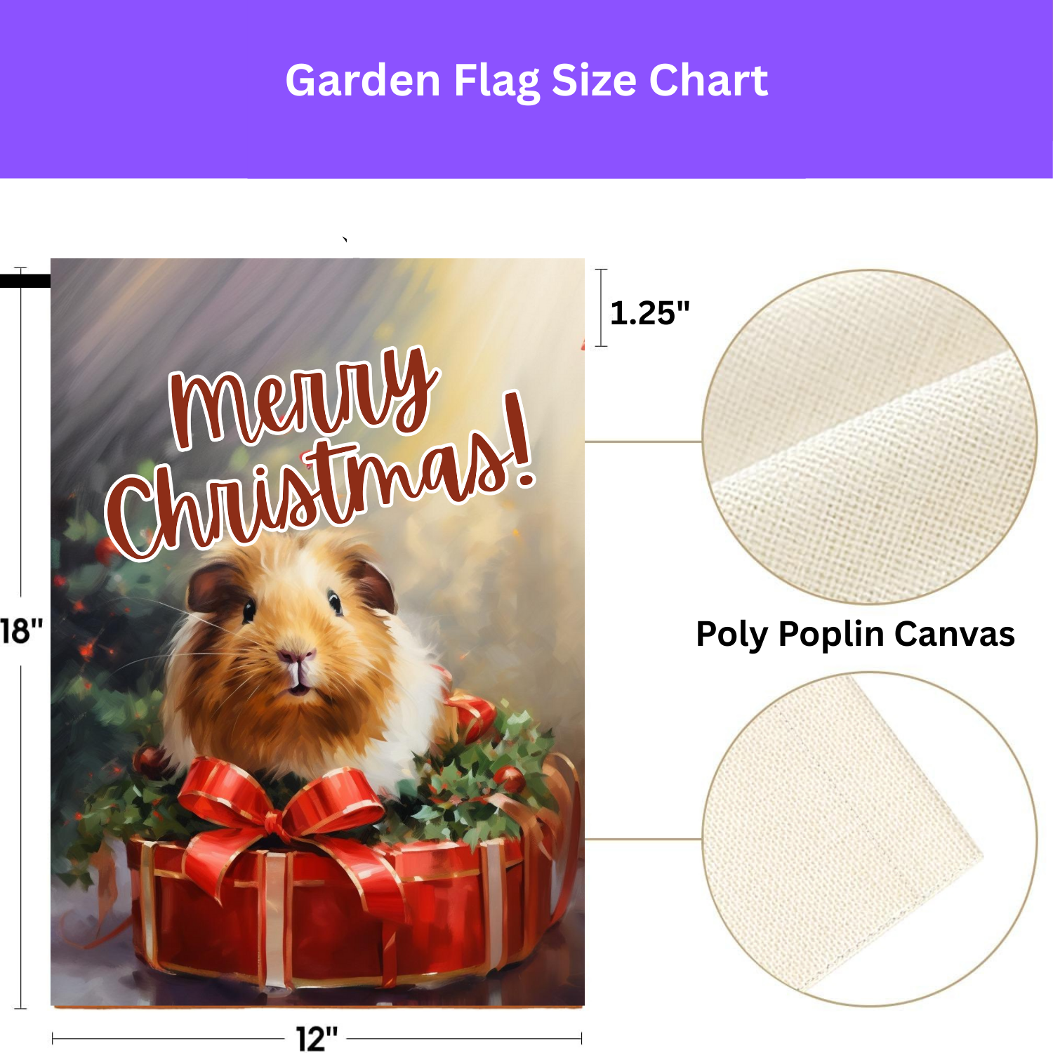 Merry Christmas Guinea Pig Garden Flag