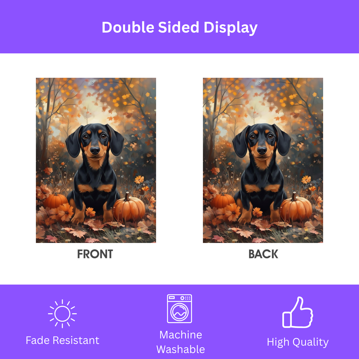 Autumn Dachshund and Pumpkin Garden Flag