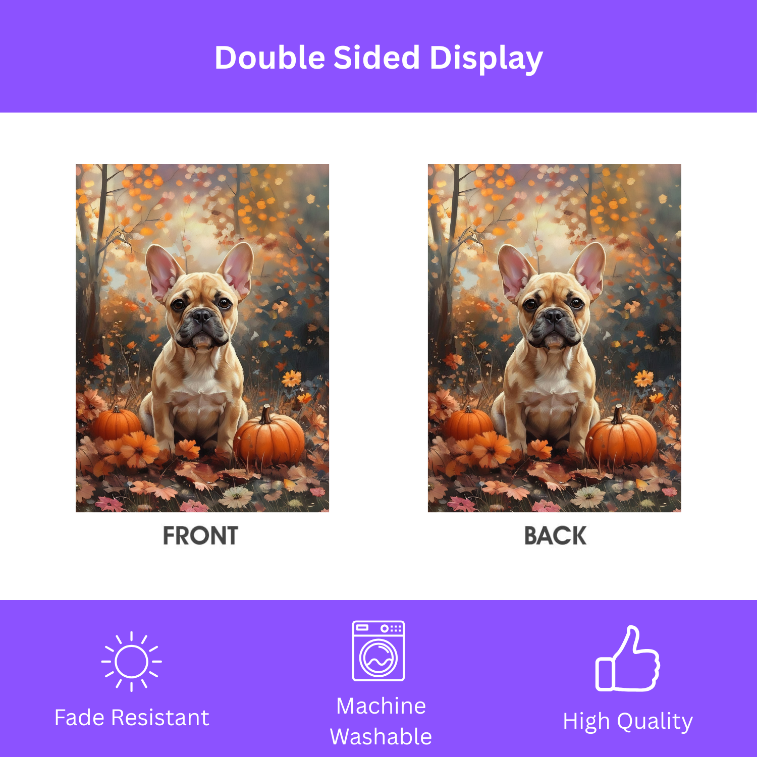 Fall French Bulldog Garden Flag