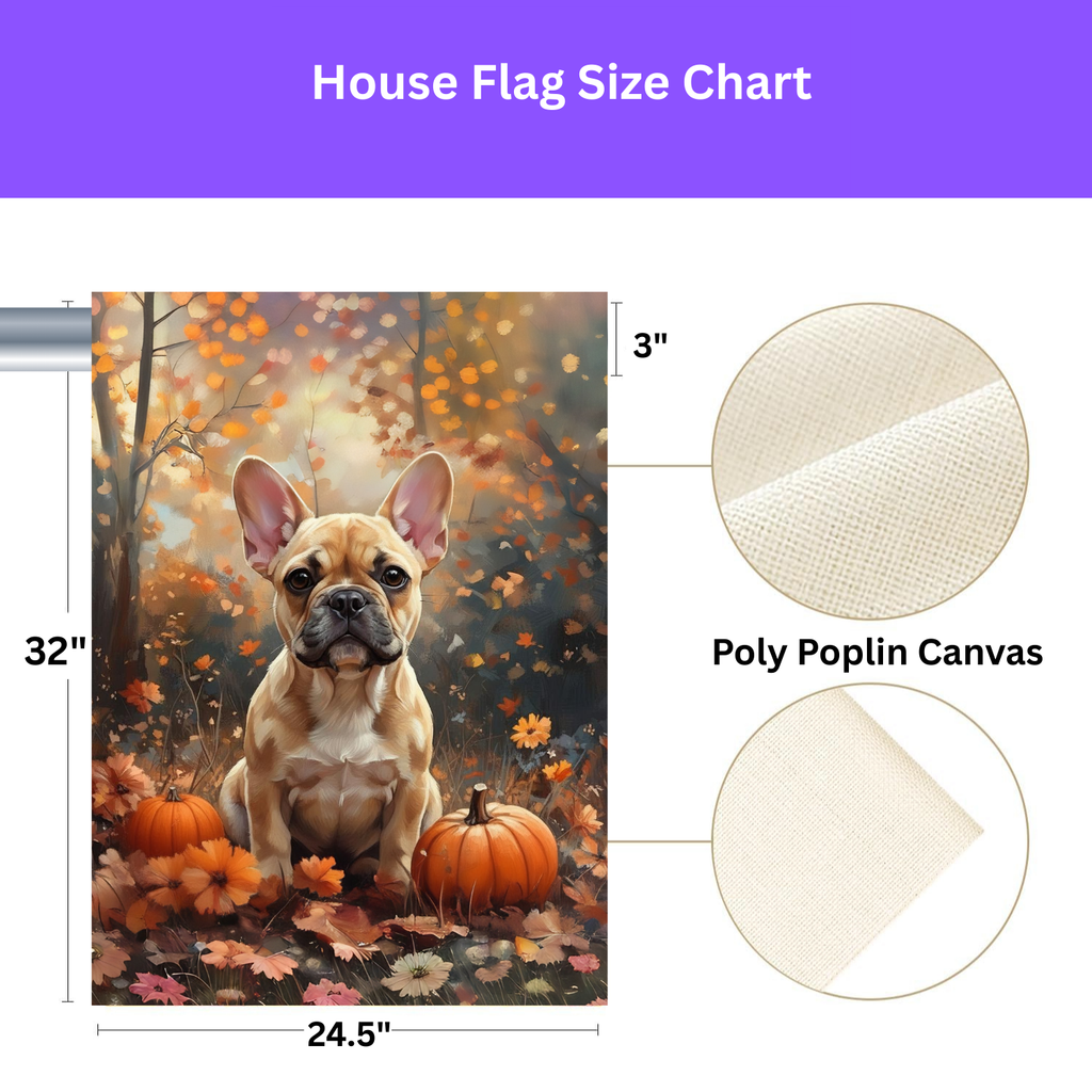 Fall French Bulldog Garden Flag - yard display - Dragonfire Gardens