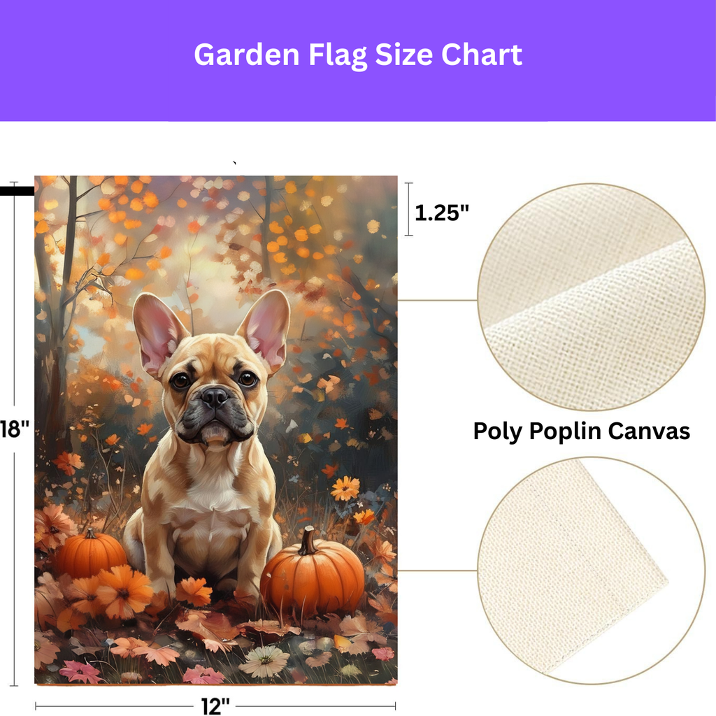 Fall French Bulldog Garden Flag - porch decor - Dragonfire Gardens