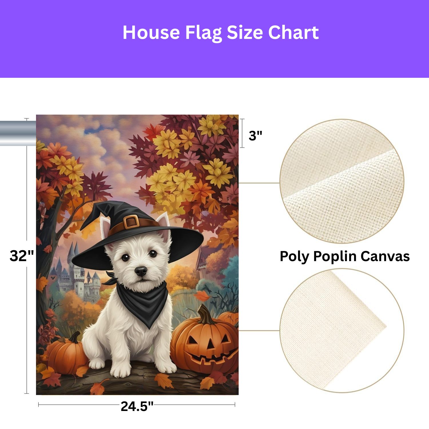 Witch Hat Westie Halloween Garden Flag - yard display - Dragonfire Gardens