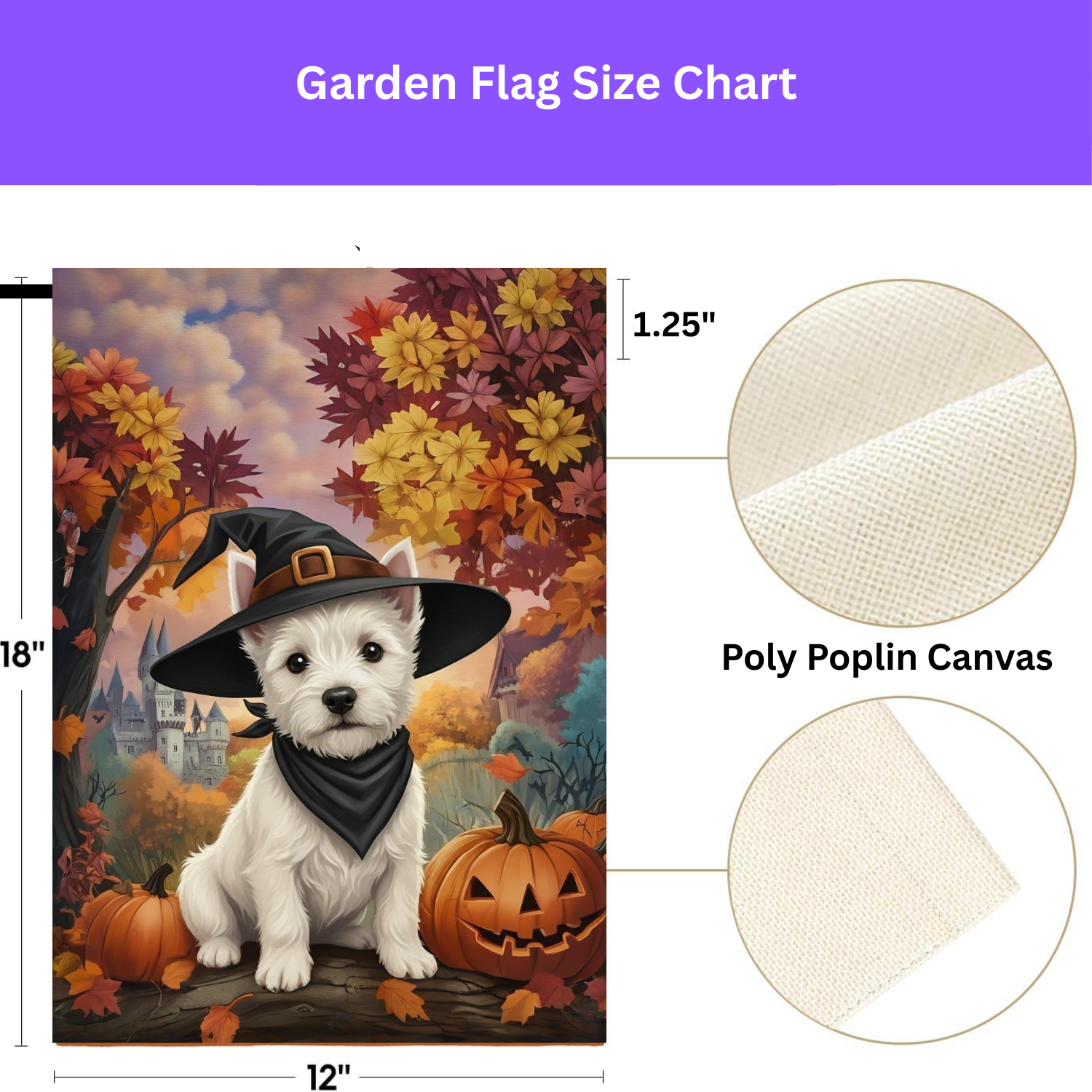 Witch Hat Westie Halloween Garden Flag - porch decor - Dragonfire Gardens