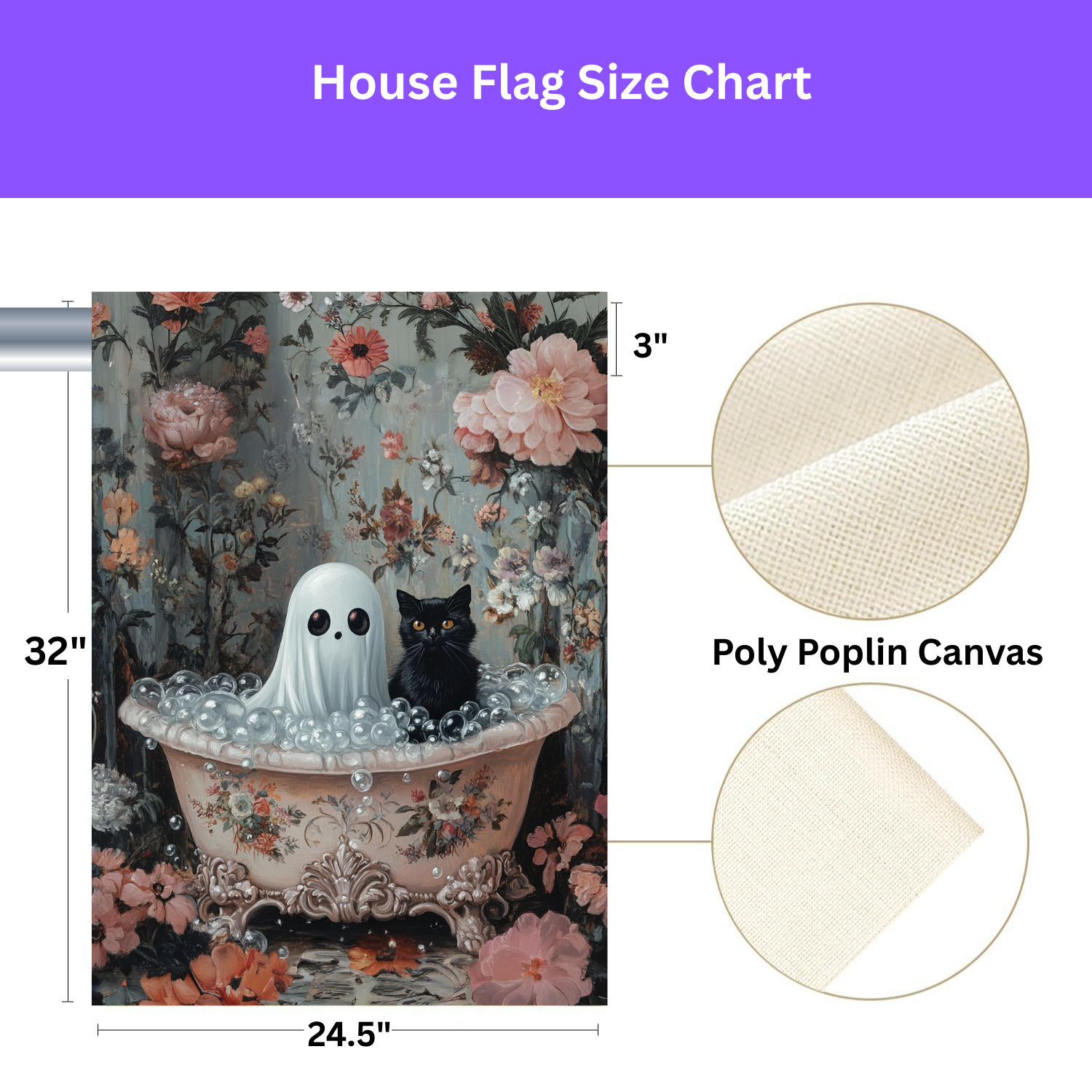 Ghost and Black Cat Bubble Bath Garden Flag
