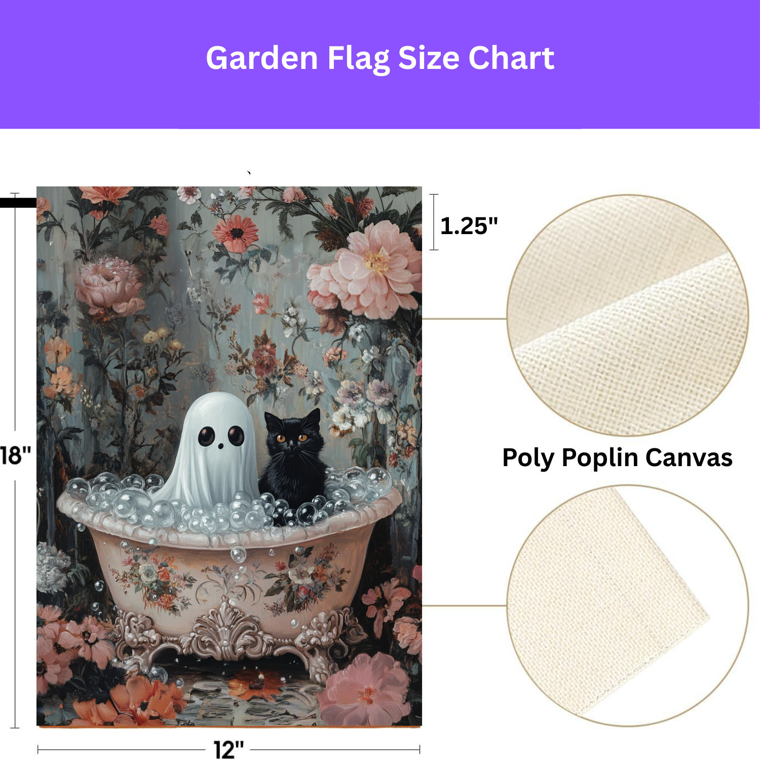 Ghost and Black Cat Bubble Bath Garden Flag