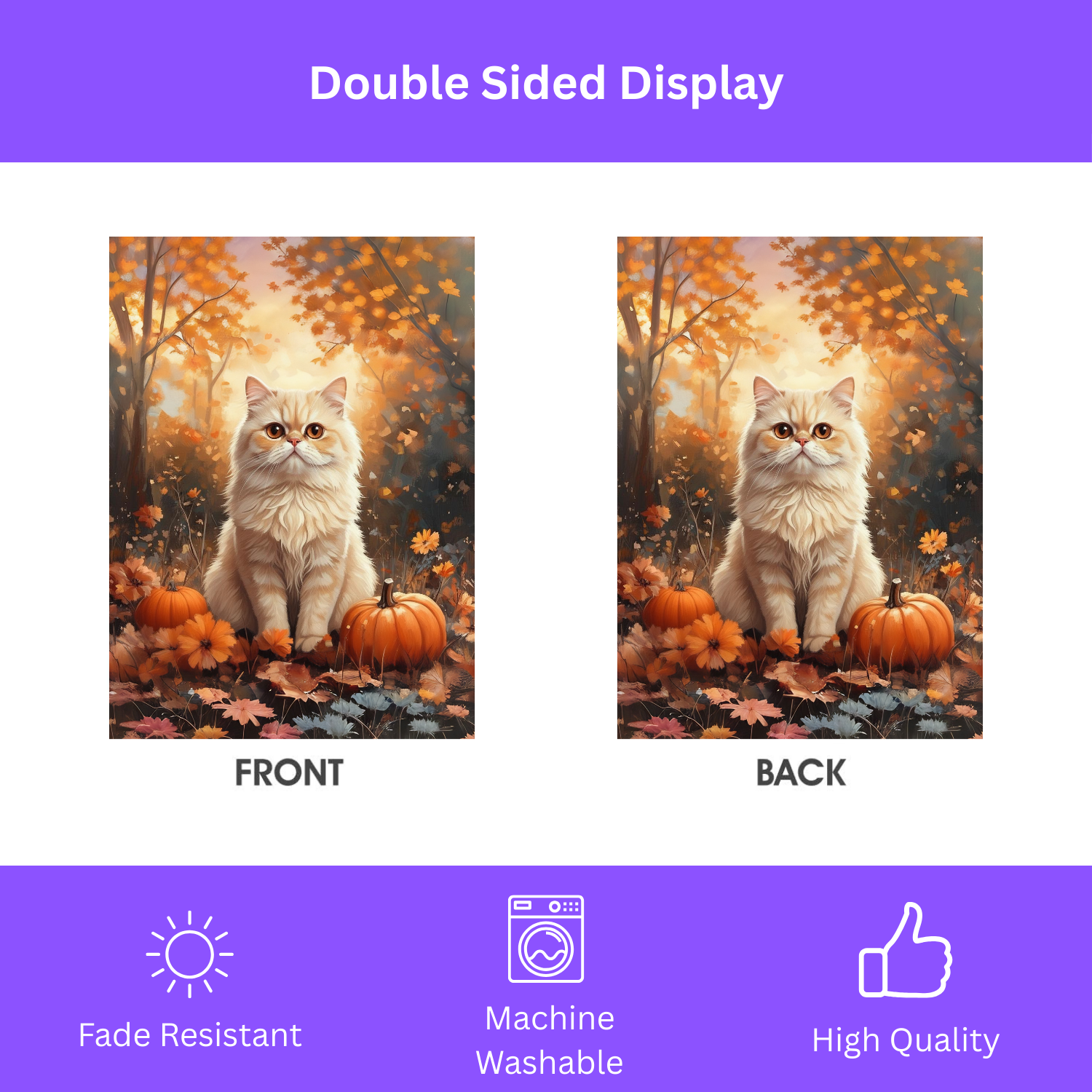 Fall Persian Cat and Pumpkin Garden Flag