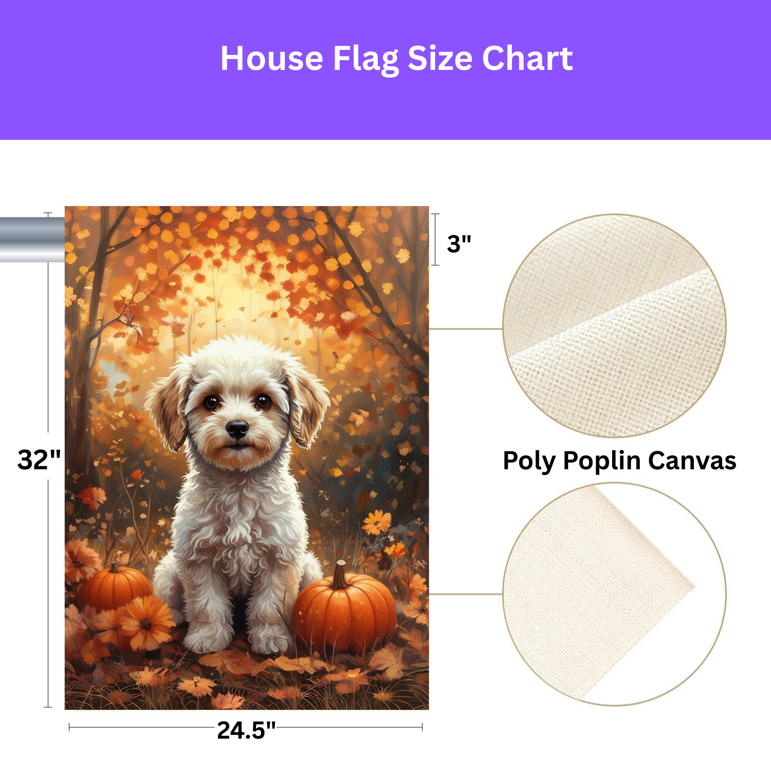 Fall Poodle and Pumpkin Garden Flag - yard display - Dragonfire Gardens