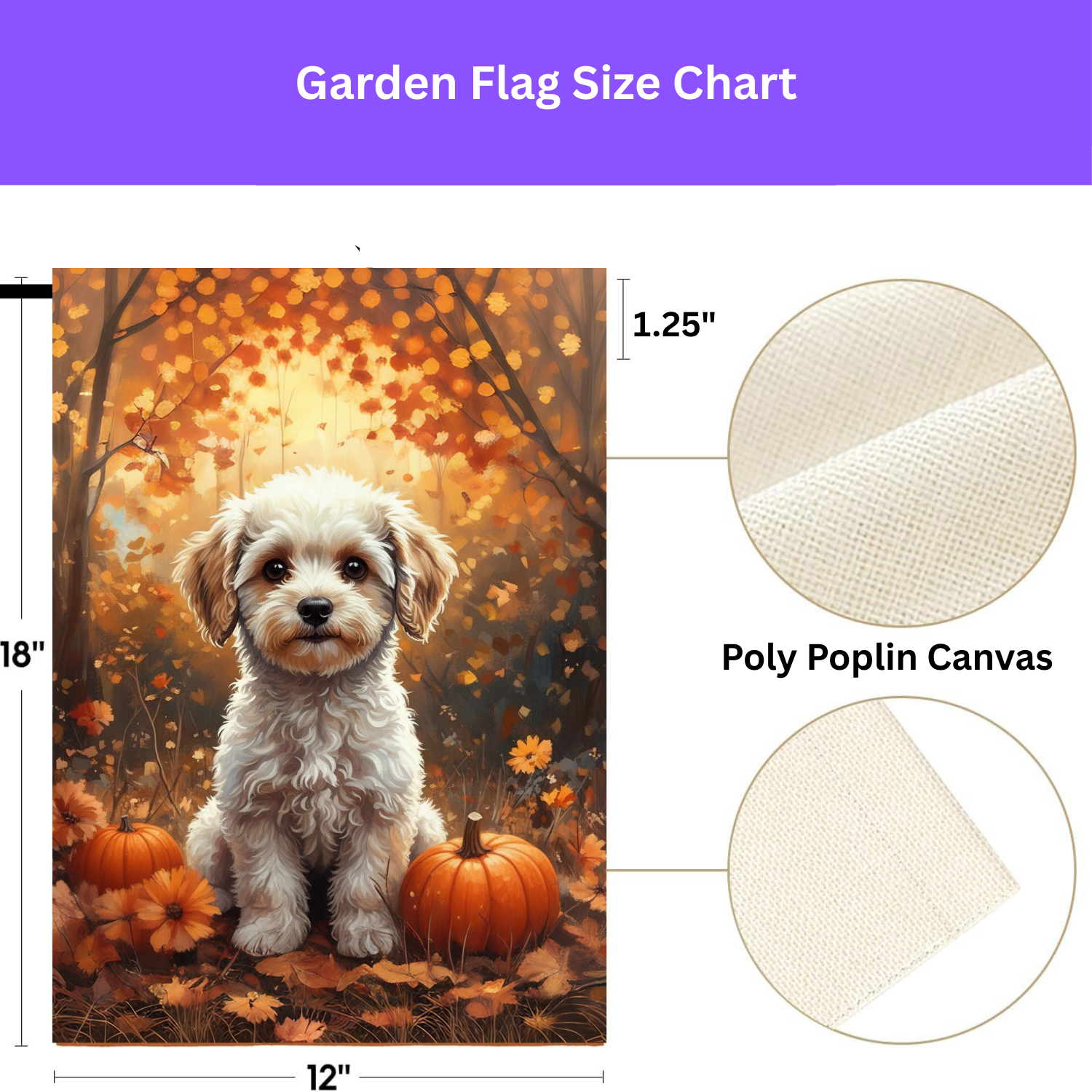 Fall Poodle and Pumpkin Garden Flag - porch decor - Dragonfire Gardens