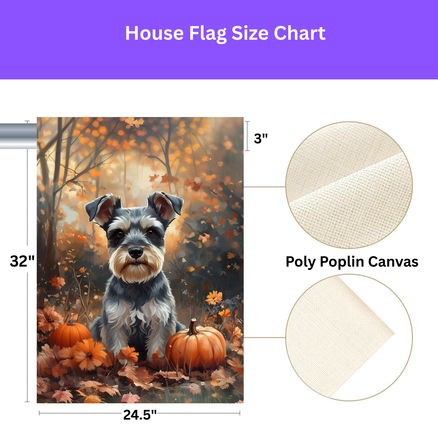 Fall Schnauzer and Pumpkin Garden Flag - yard display - Dragonfire Gardens