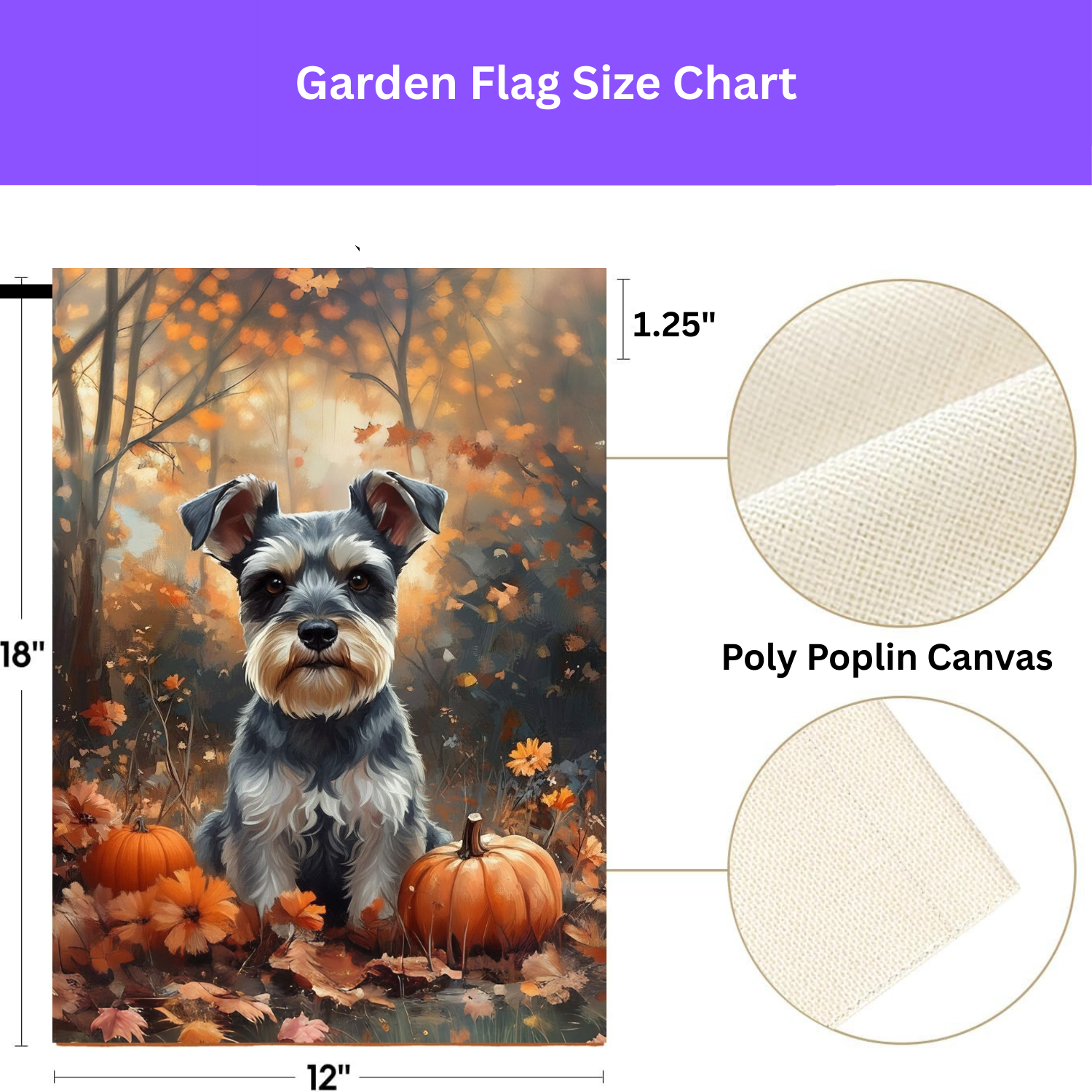 Fall Schnauzer and Pumpkin Garden Flag - porch decor - Dragonfire Gardens