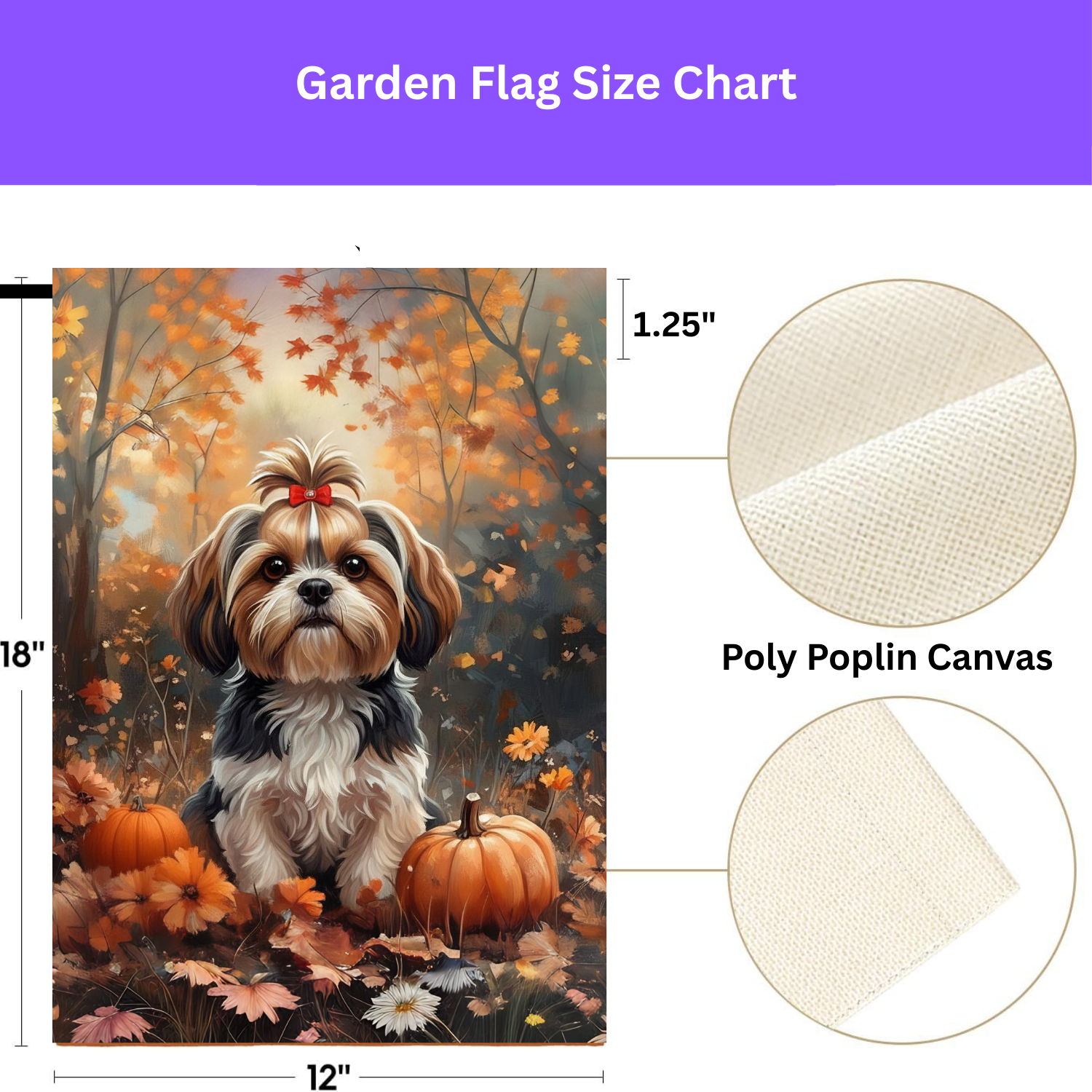 Fall Shih Tzu and Pumpkin Garden Flag - porch decor - Dragonfire Gardens