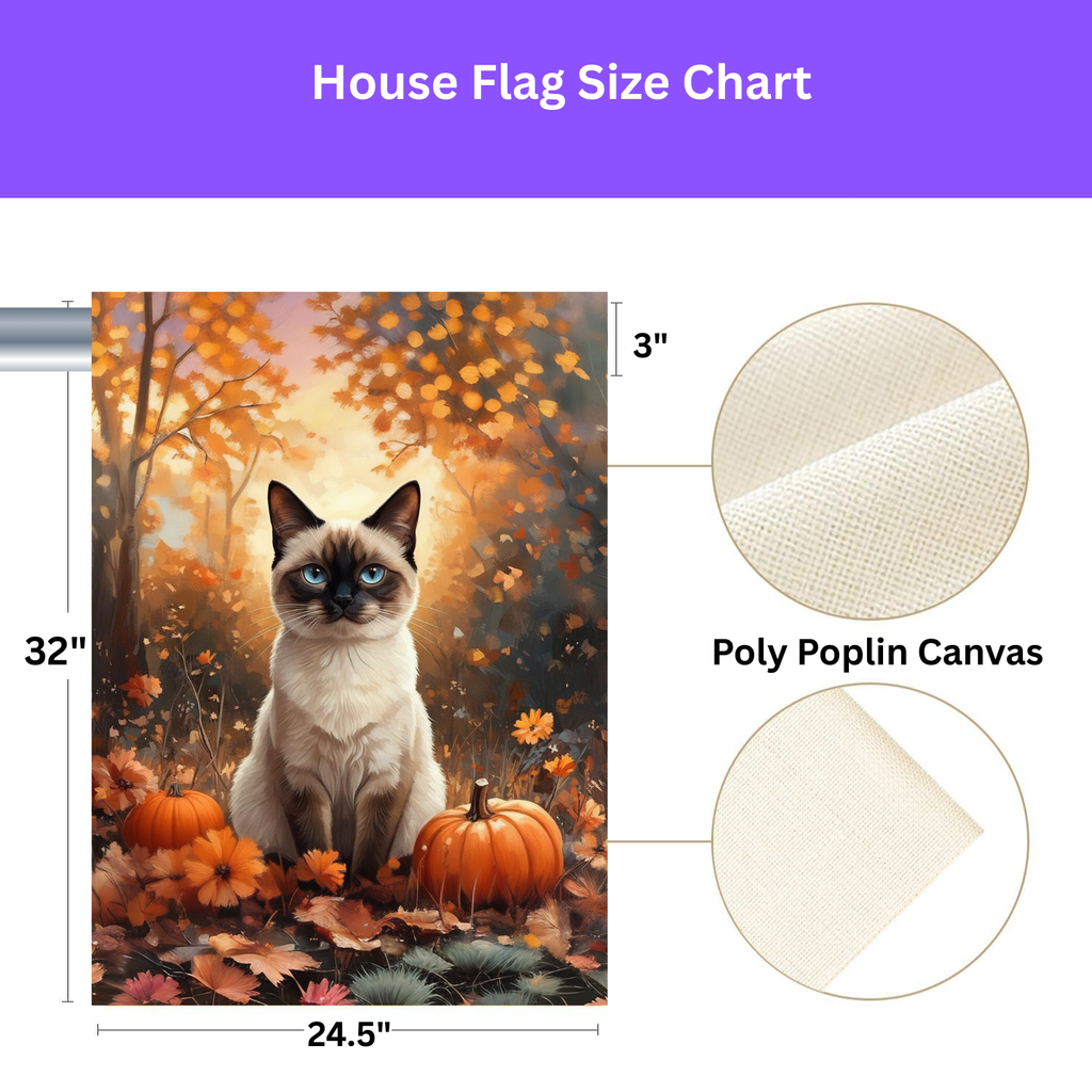Fall Siamese Cat and Pumpkin Garden Flag
