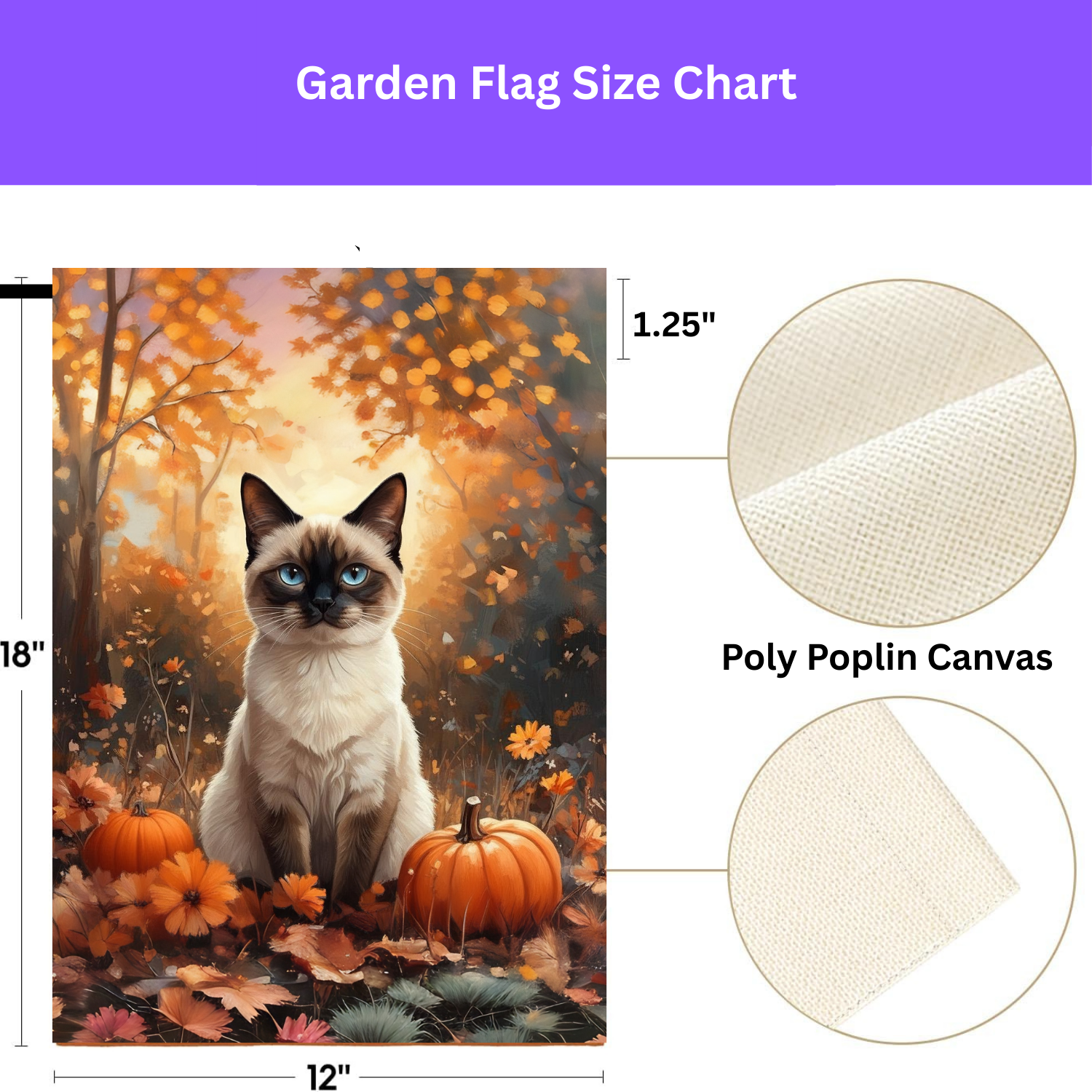 Fall Siamese Cat and Pumpkin Garden Flag