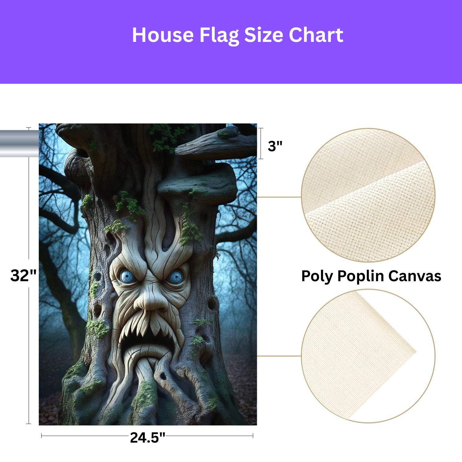 Scary Halloween Tree Face Garden Flag - yard display - Dragonfire Gardens