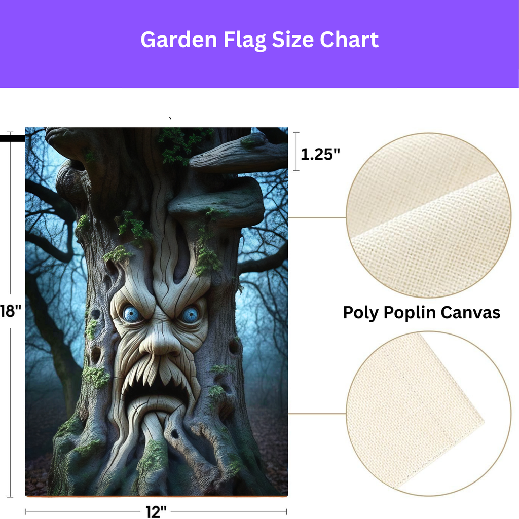 Scary Halloween Tree Face Garden Flag - porch decor - Dragonfire Gardens