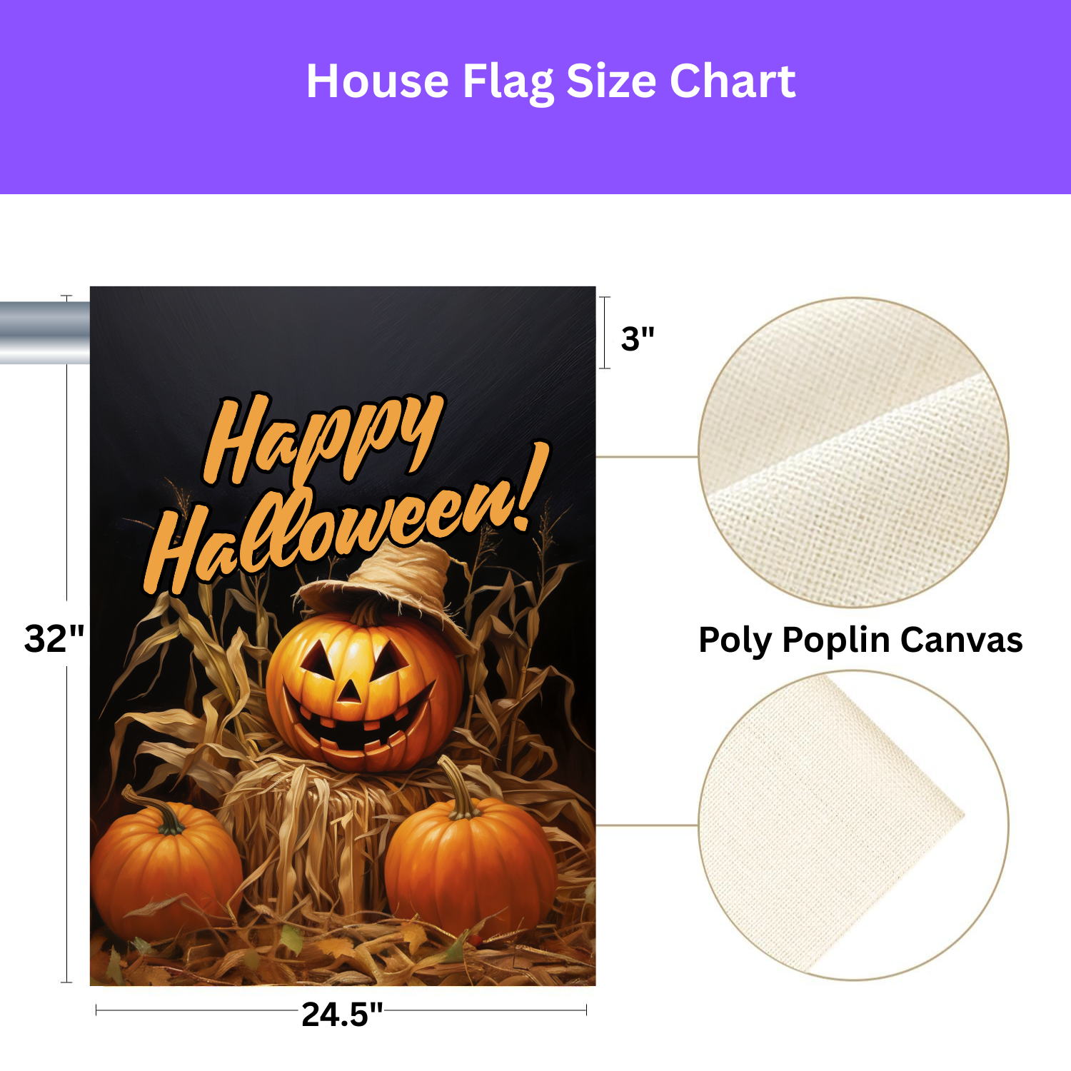Happy Halloween Jack-o-Lantern Garden Flag - yard display - Dragonfire Gardens