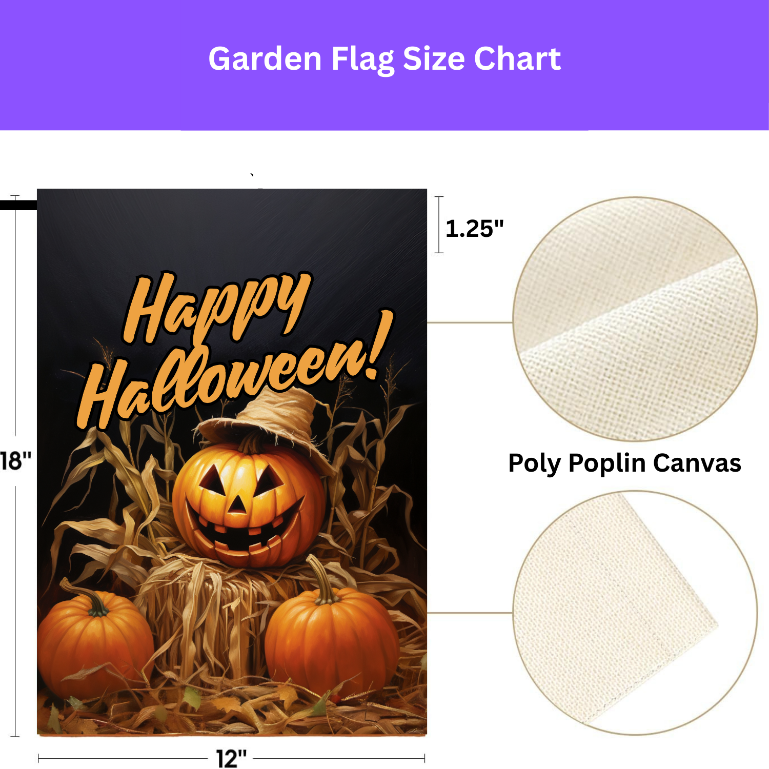 Happy Halloween Jack-o-Lantern Garden Flag - porch decor - Dragonfire Gardens