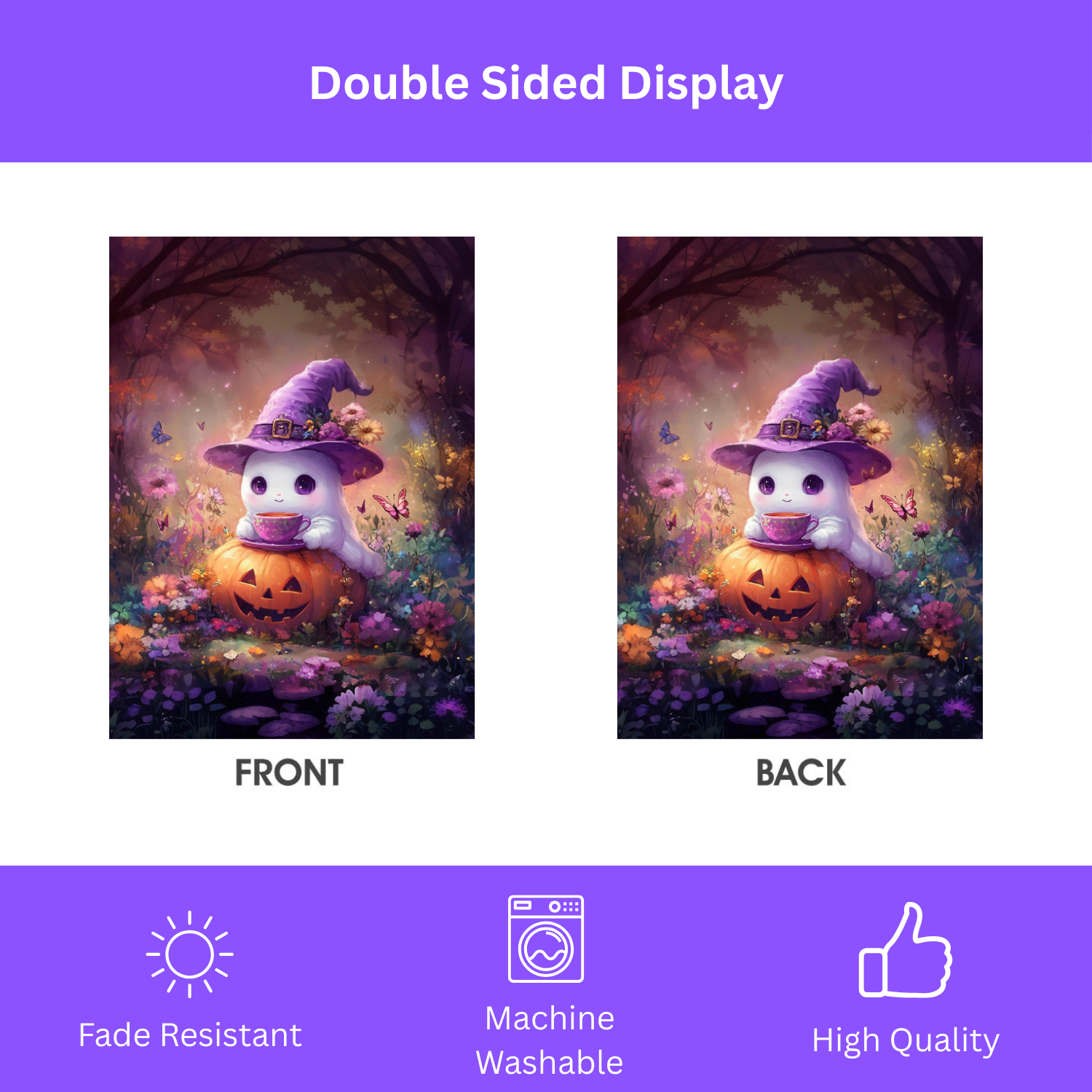 Tea Time Ghost Halloween Garden Flag,