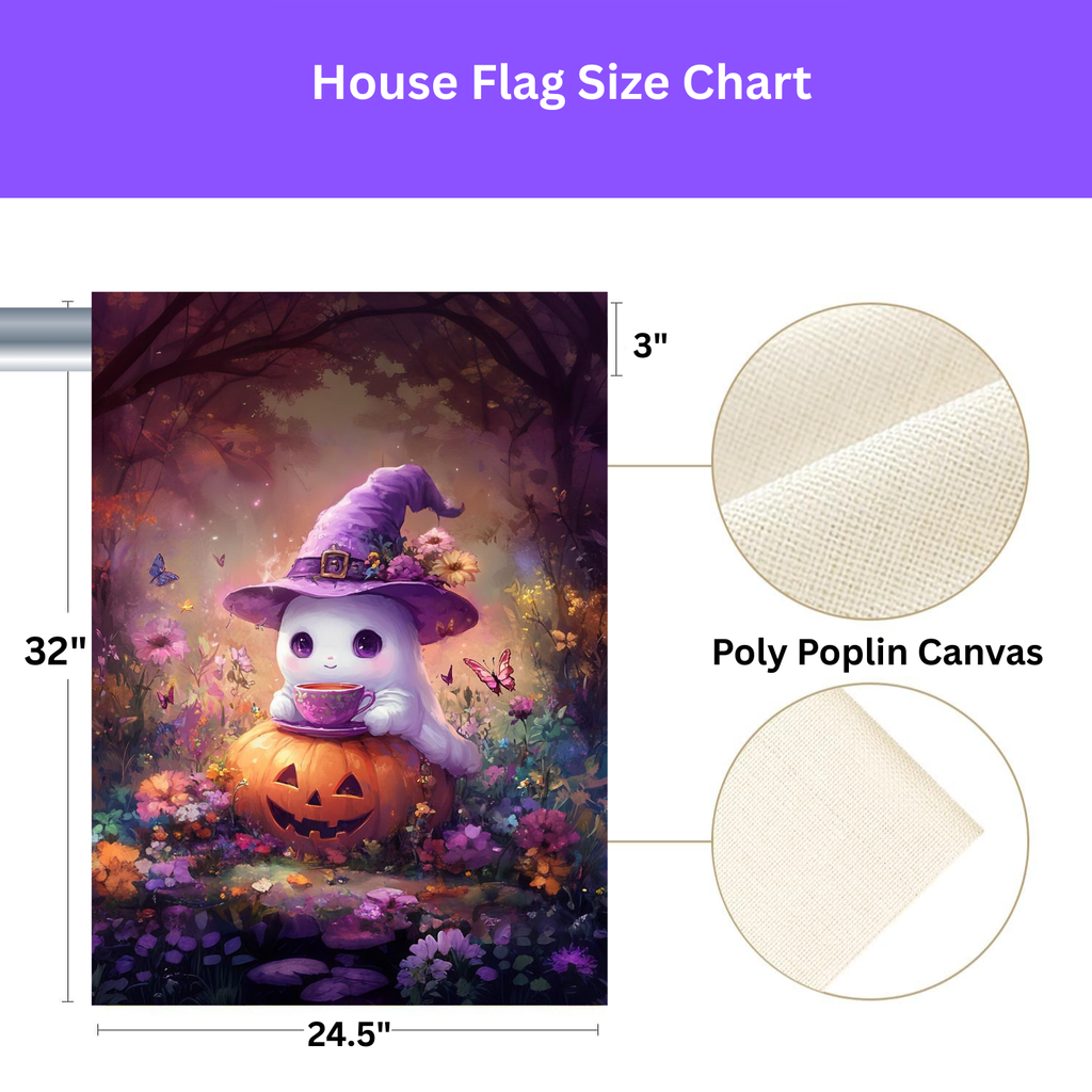 Tea Time Ghost Halloween Garden Flag,