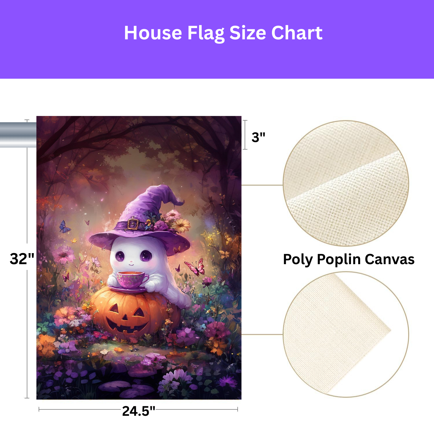 Tea Time Ghost Halloween Garden Flag,