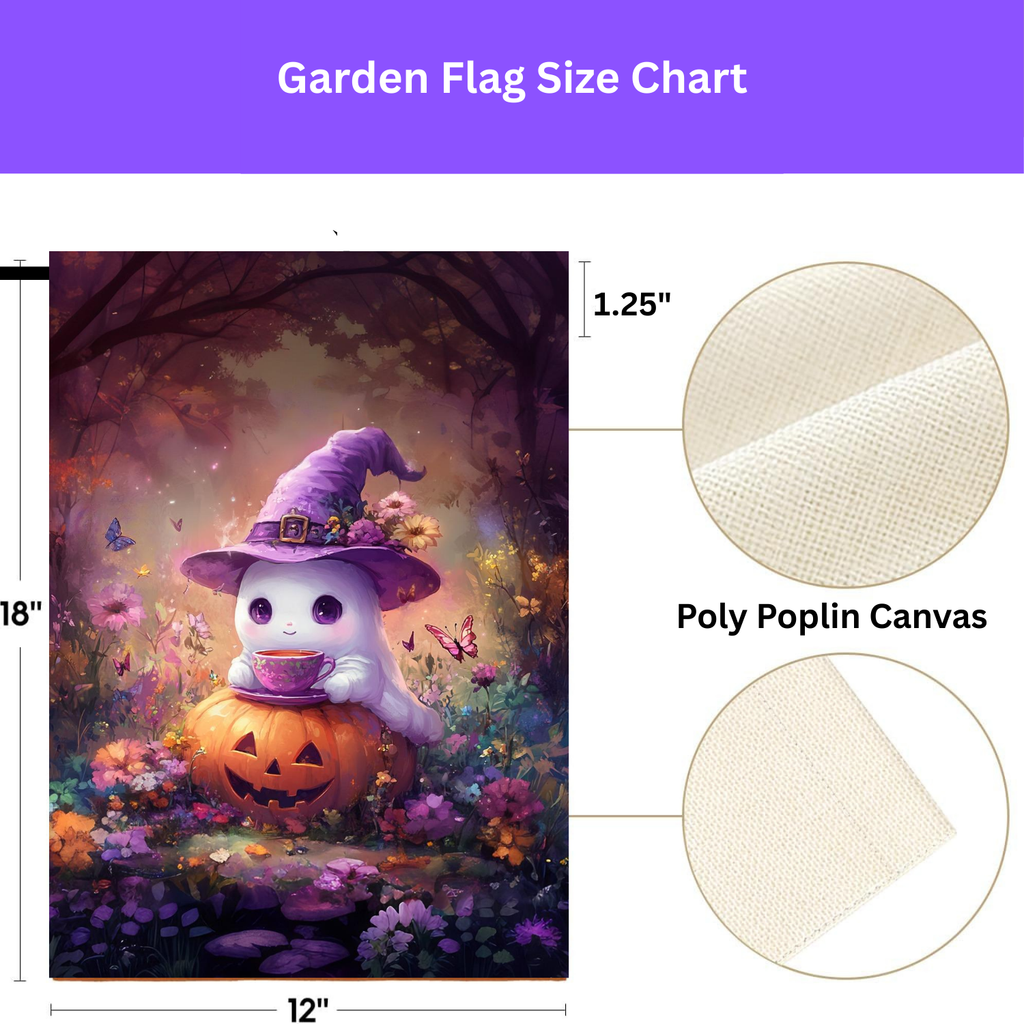 Tea Time Ghost Halloween Garden Flag,