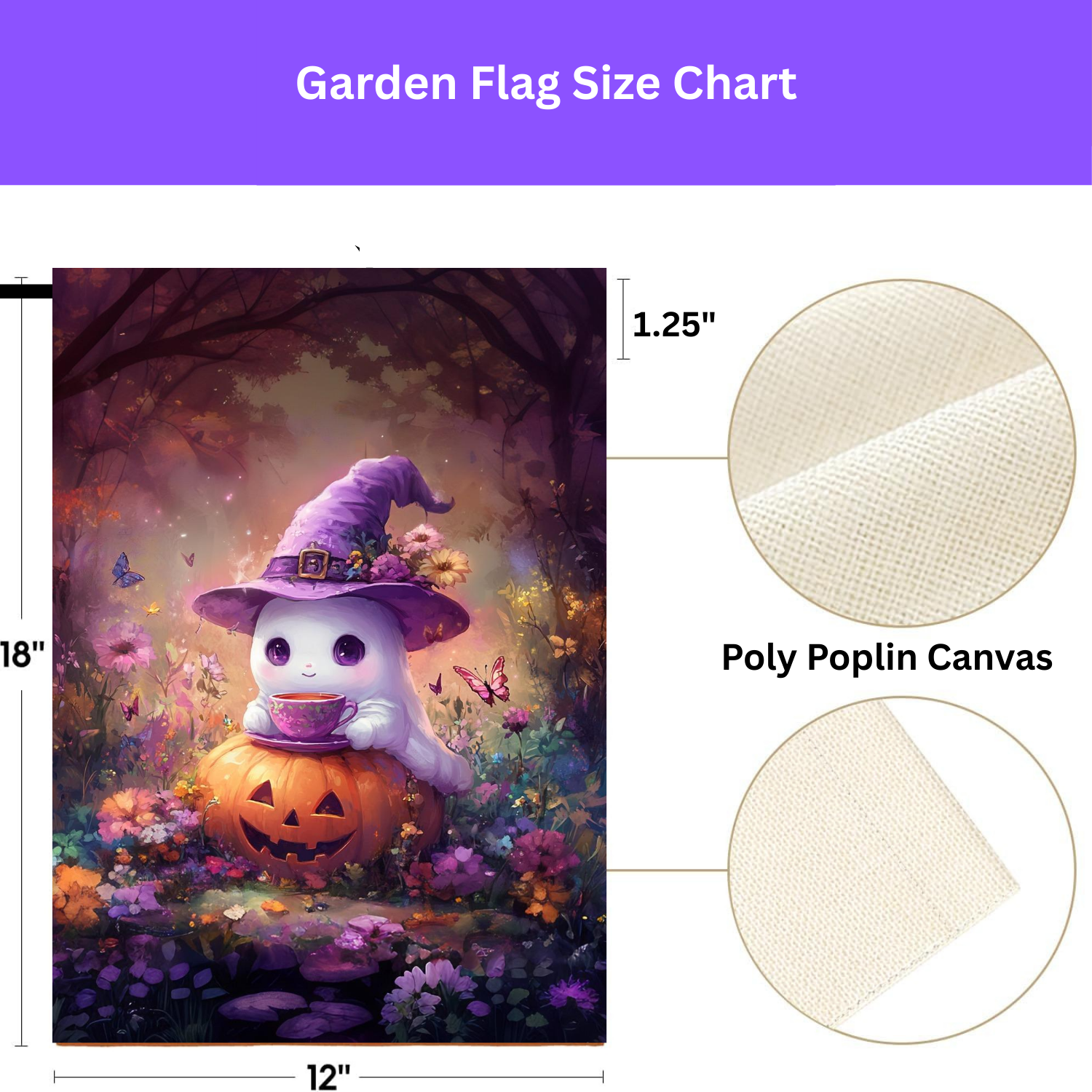 Tea Time Ghost Halloween Garden Flag,