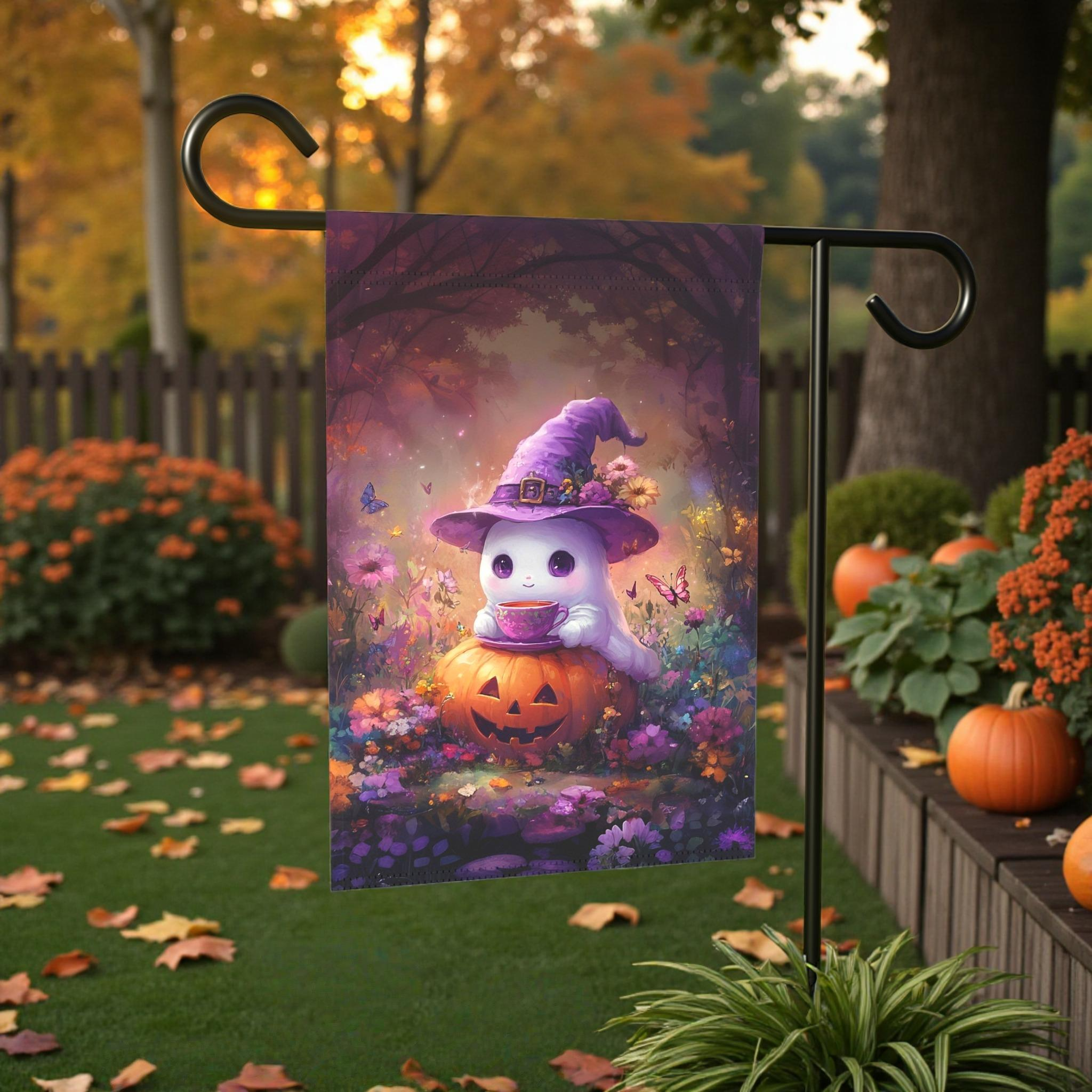 Tea Time Ghost Halloween Garden Flag,