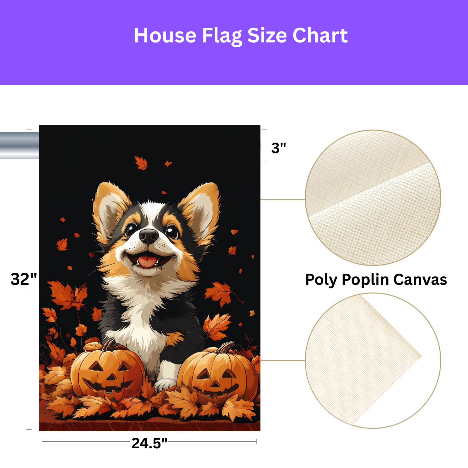 Two Jack-o-Lanterns and Corgi Garden Flag - porch decor - Dragonfire Gardens