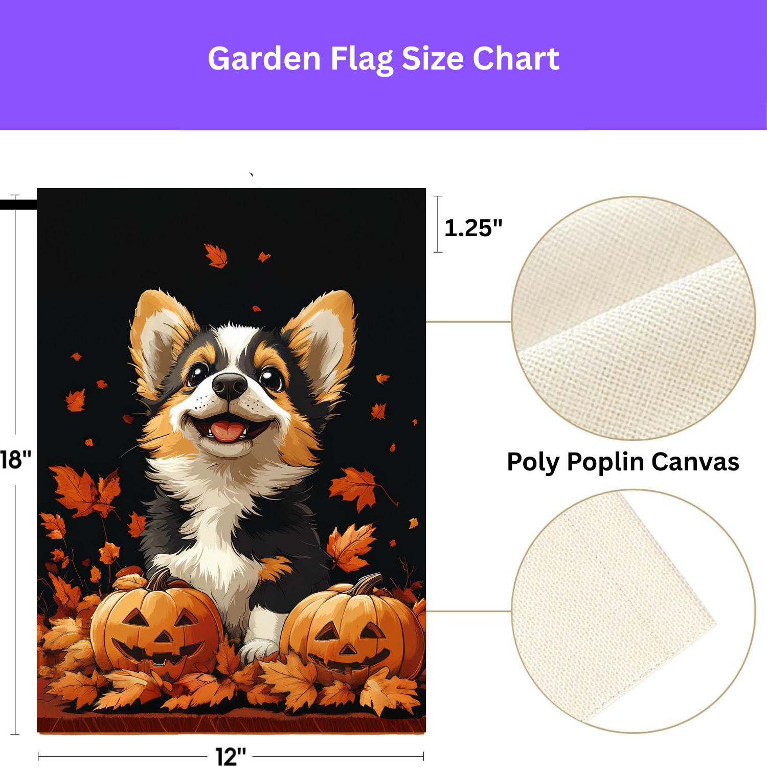 Two Jack-o-Lanterns and Corgi Garden Flag - yard display - Dragonfire Gardens