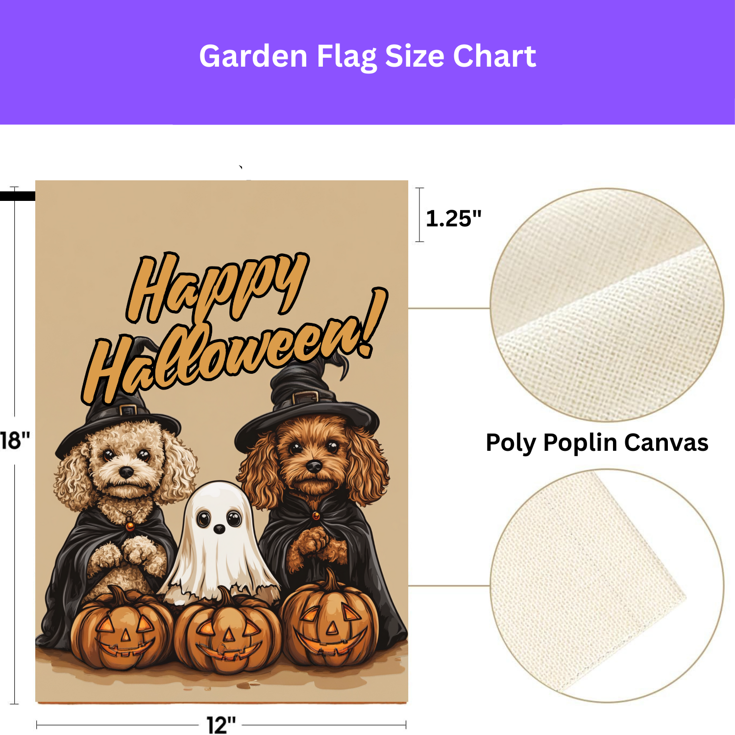 Two Poodles and Ghost Halloween Garden Flag - porch decor - Dragonfire Gardens