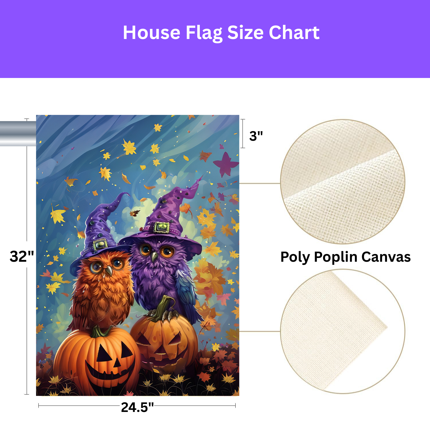 Two Witch Owls Halloween Garden Flag - yard display - Dragonfire Gardens