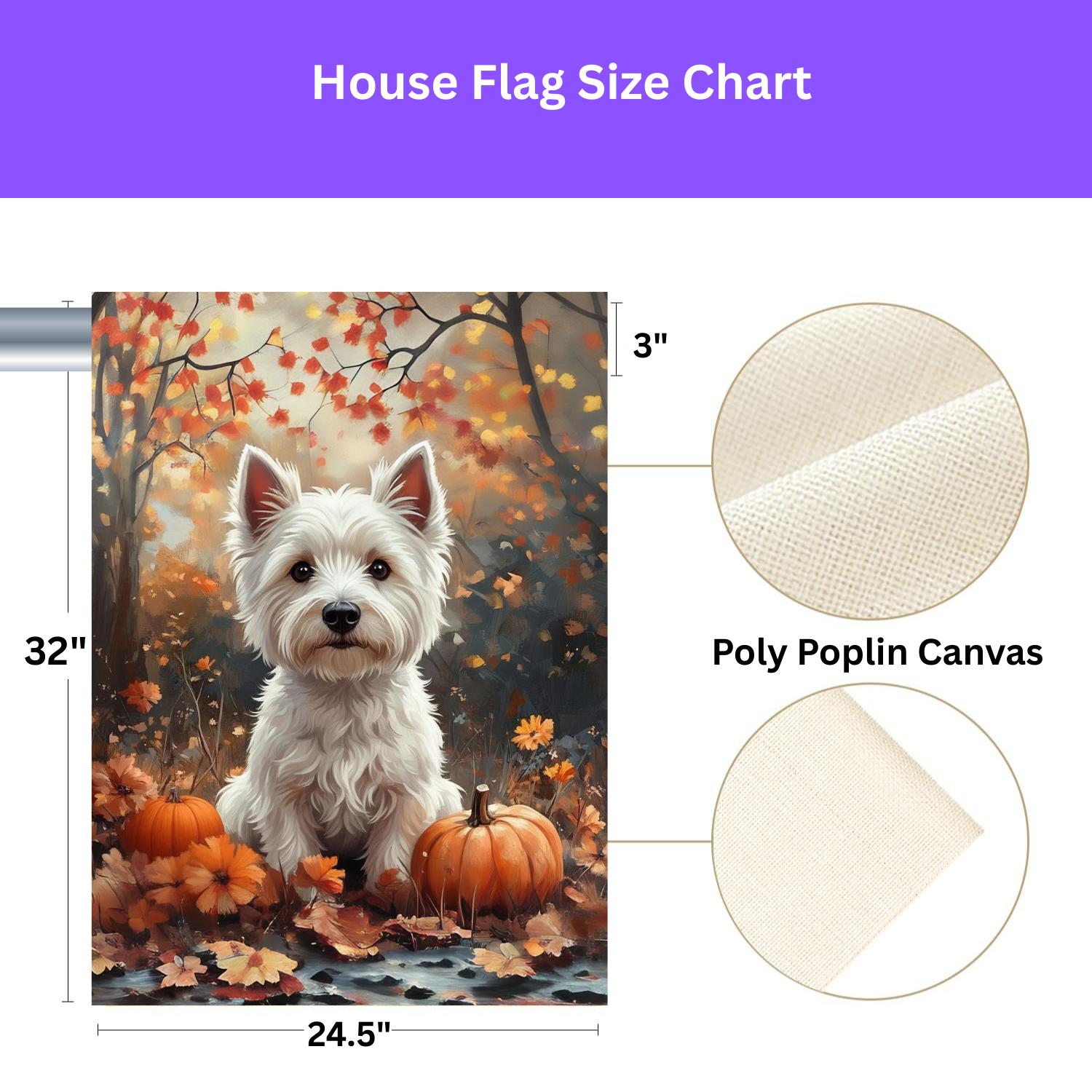 Fall Westie and Pumpkin Garden Flag - yard display - Dragonfire Gardens