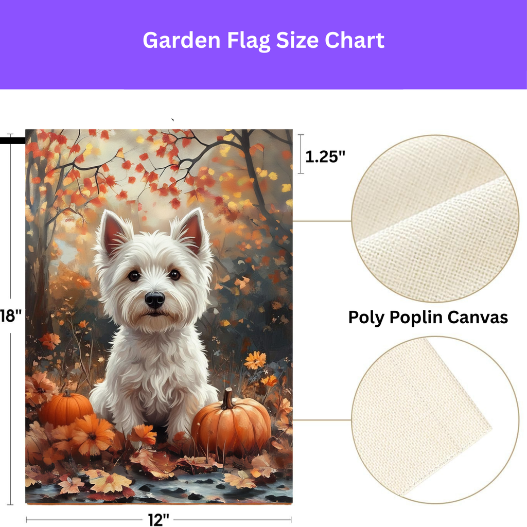 Fall Westie and Pumpkin Garden Flag - porch decor - Dragonfire Gardens