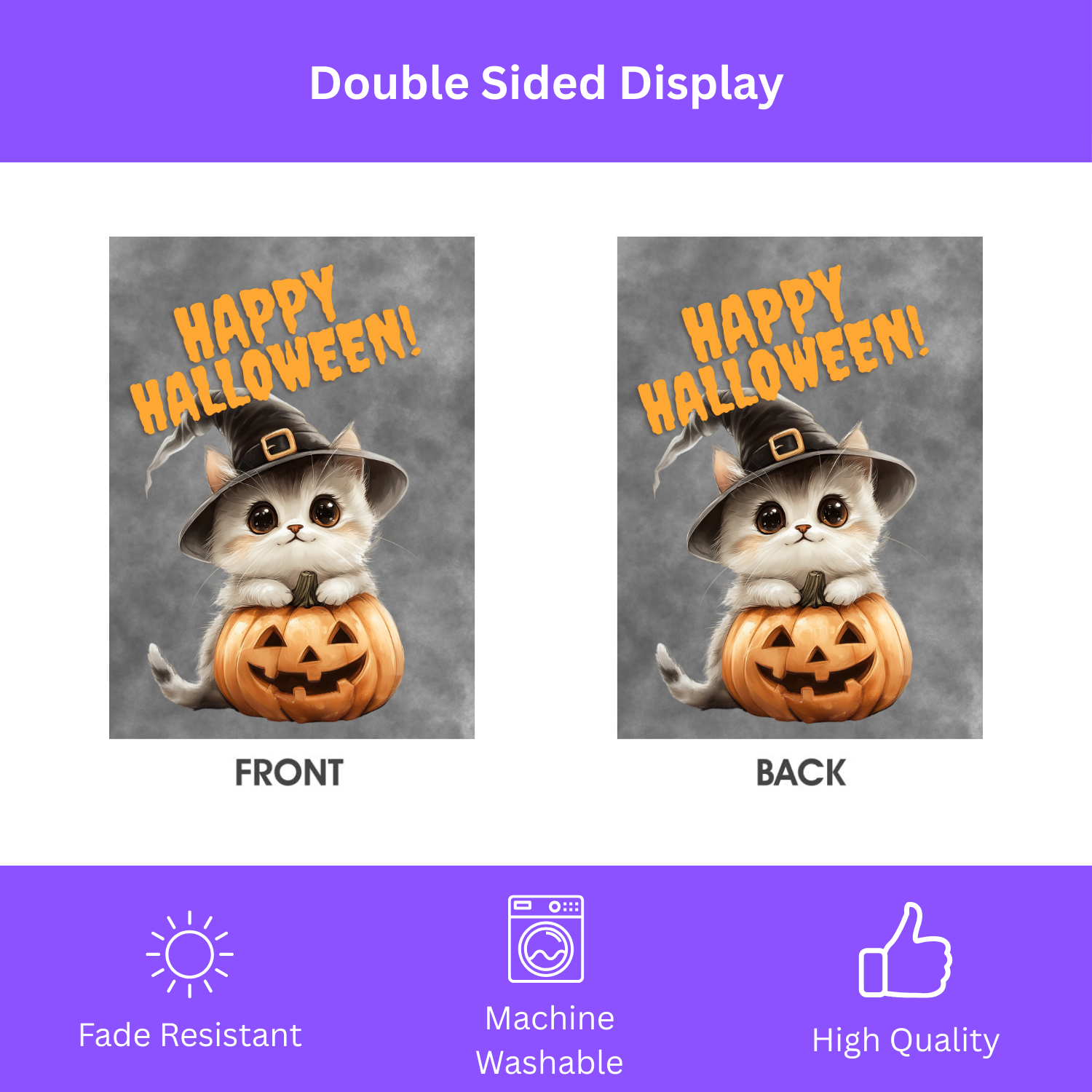 Kitten and Pumpkin Halloween Garden Flag