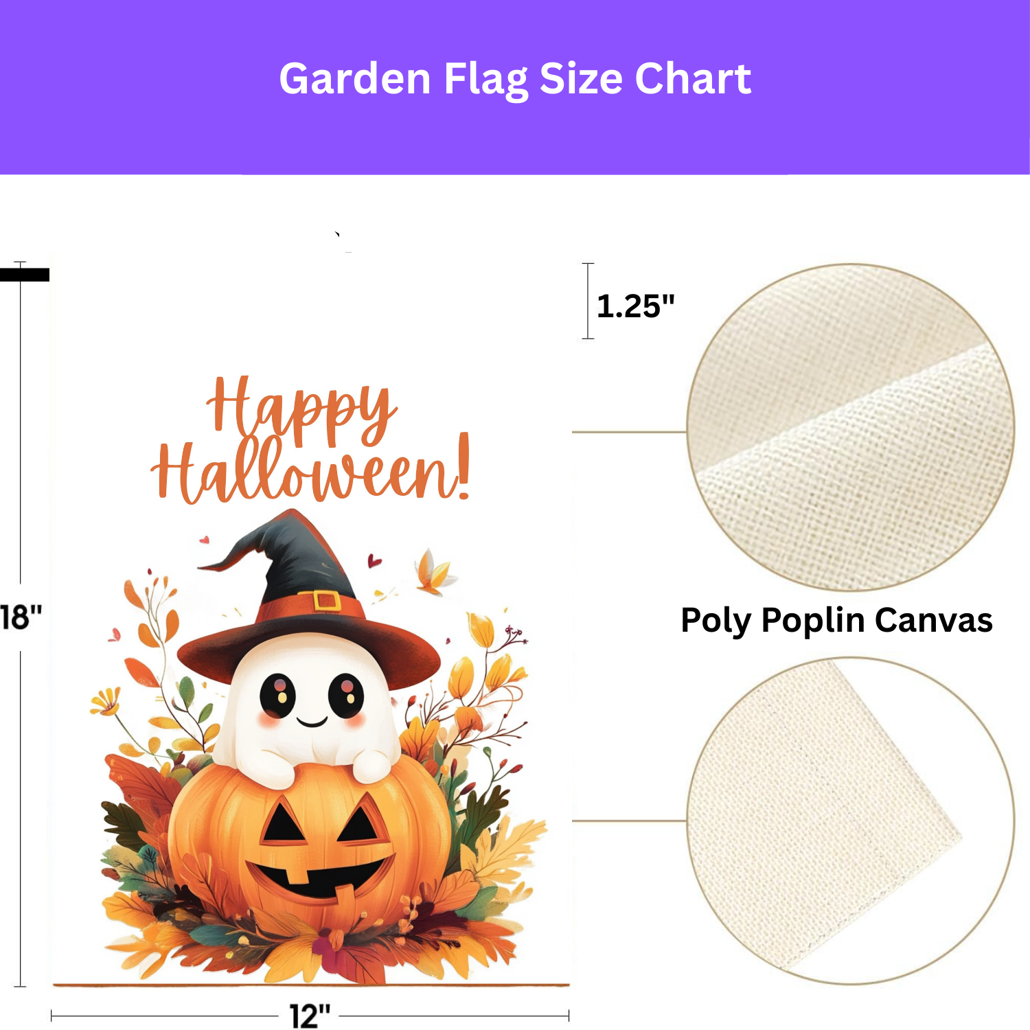 Cute Ghost and Jack-o-lantern Garden Flag - porch decor - Dragonfire Gardens