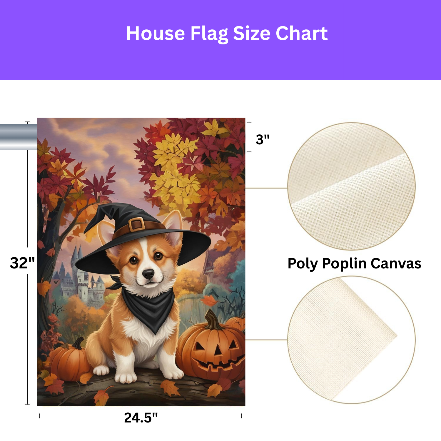 Witch Hat Corgi Halloween Garden Flag - yard display - Dragonfire Gardens